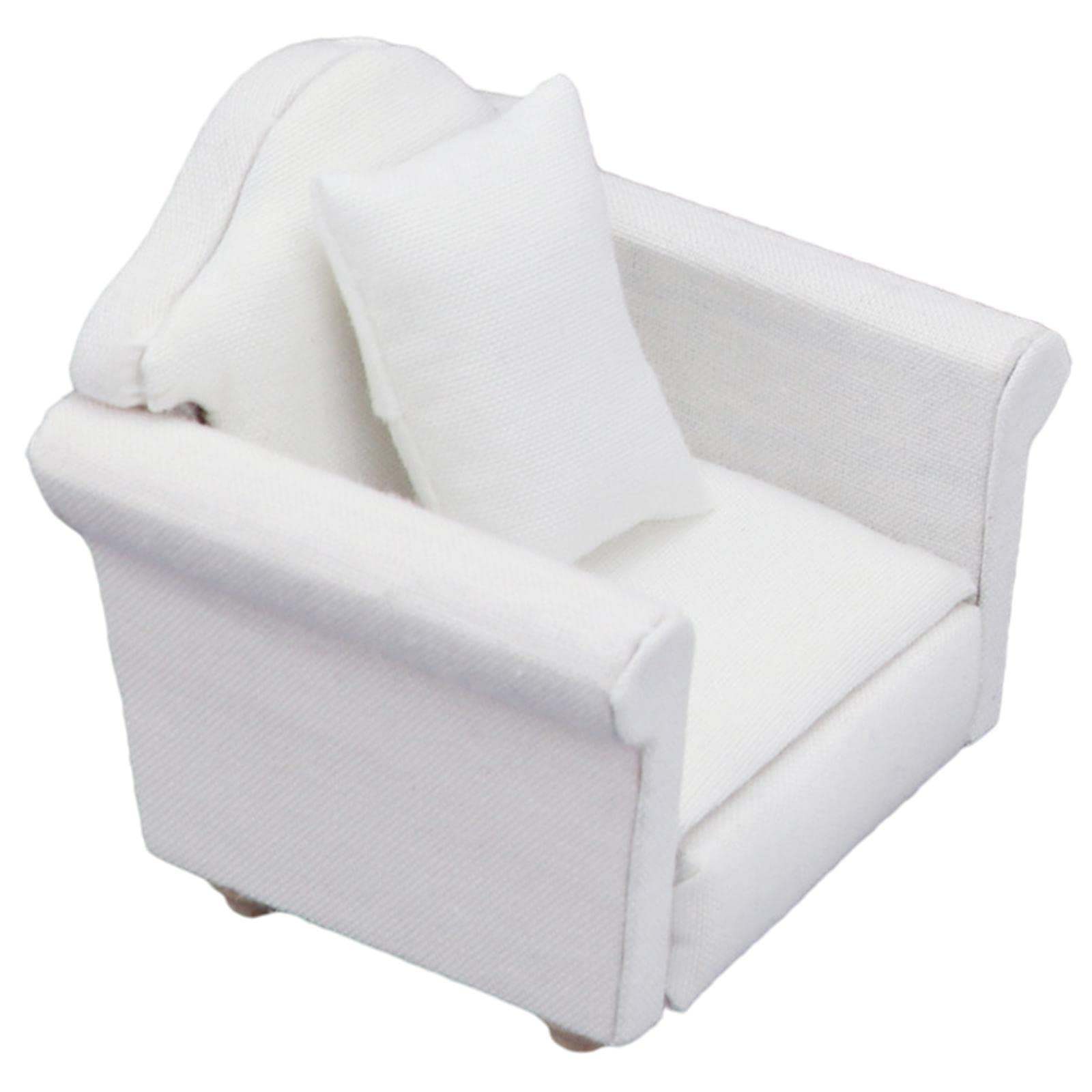 Miniature Wood Upholstered Sofa with Cushion - 1:12 Scale Dollhouse Furniture, Tiny Sofa for Dollhouse Decor, DIY Miniature Model, Perfect for Doll Collectors & Home Decoration