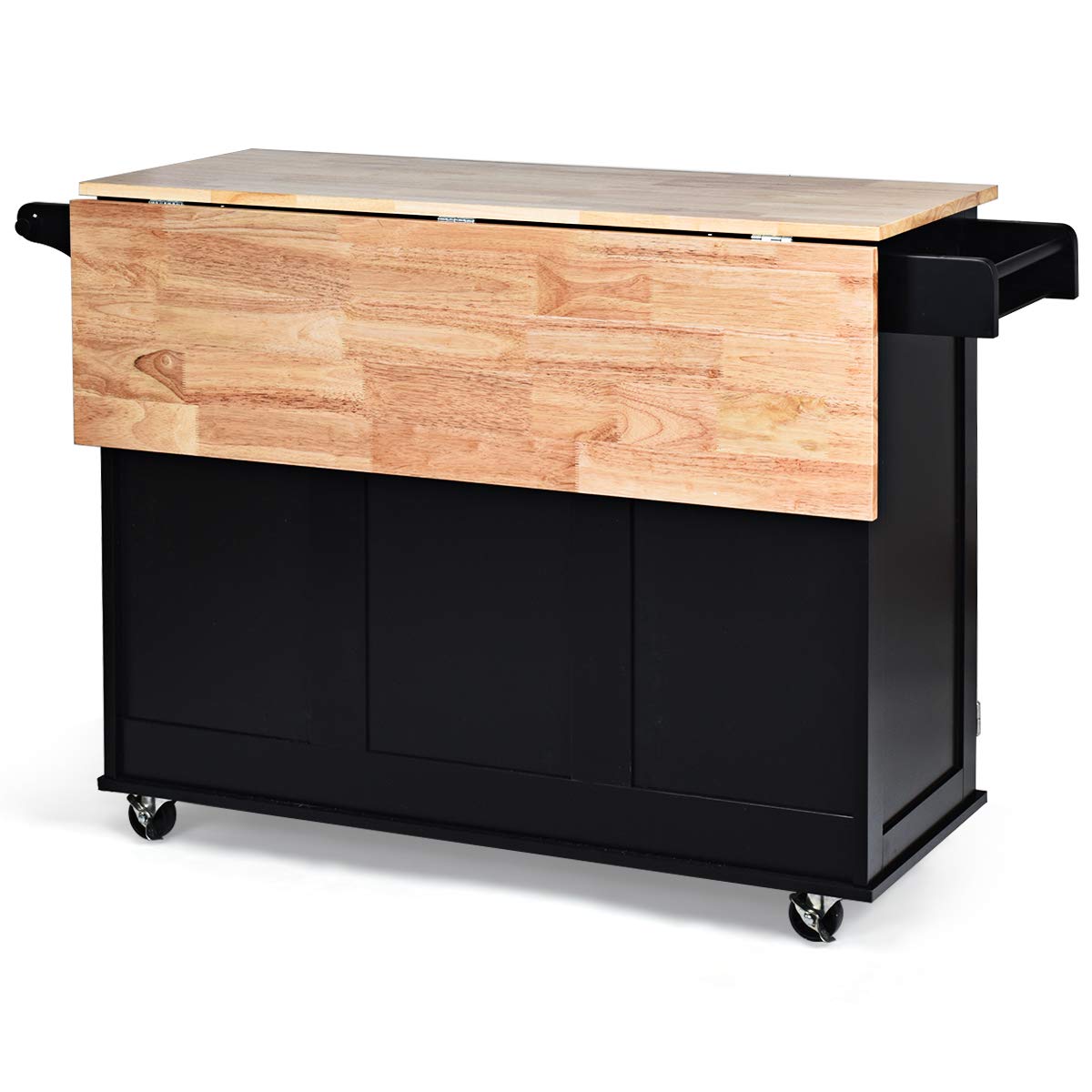 Giantex Kitchen Island Cart with Drop-Leaf Tabletop - Large Rolling Trolley with Cabinet, 3 Drawers & Towel Rack - Mobile Kitchen & Dining Organizer for Small Spaces, Meal Prep & Entertaining