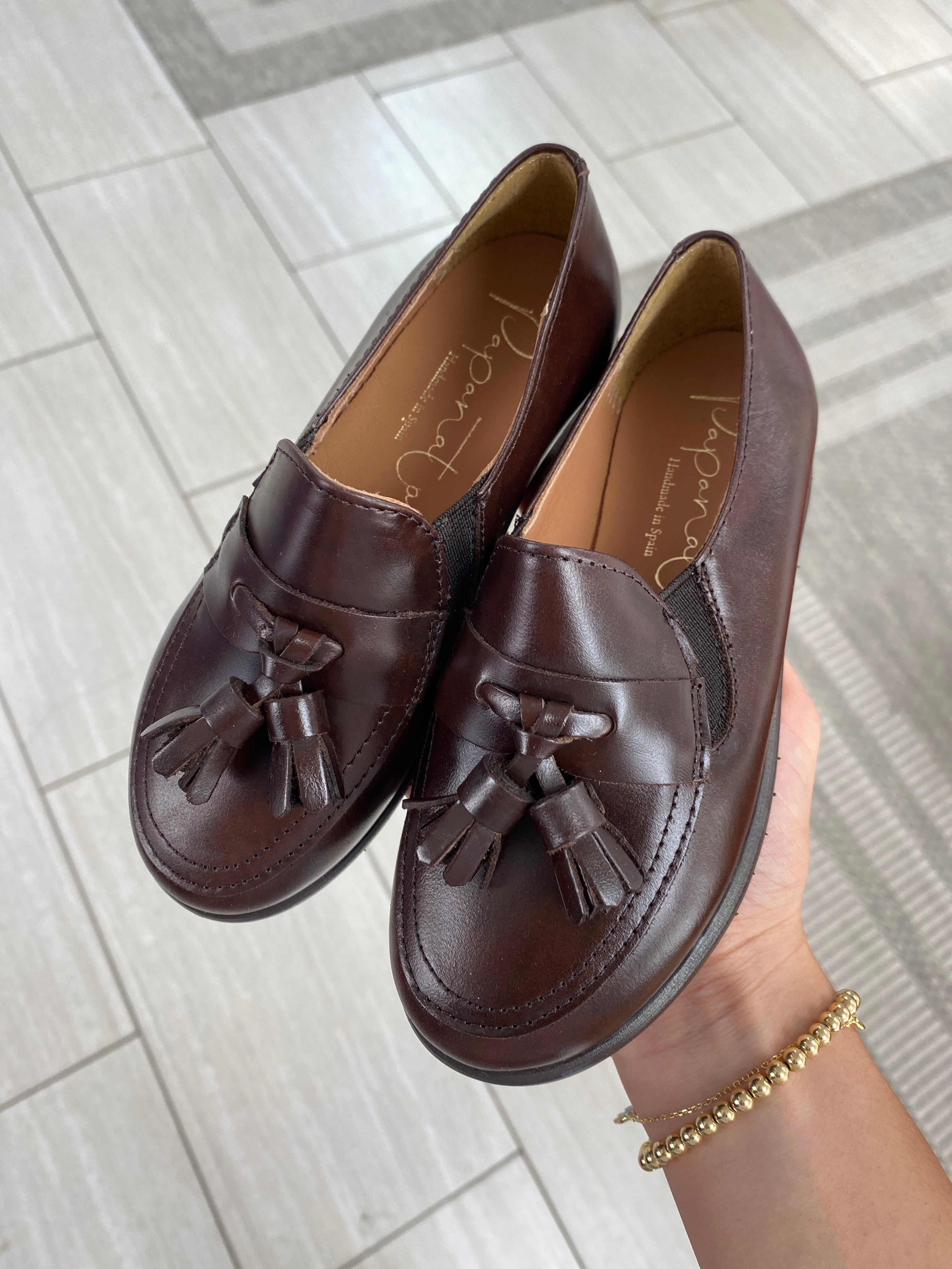 Papanatas Brown Leather Tassel Loafers for Men - Classic Comfortable Slip-On Dress Shoes for Business & Casual Wear