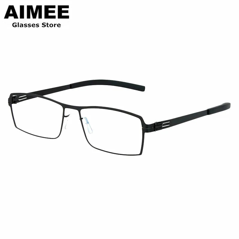 Aimee Unisex Full Rim Square Screwless Steel Eyeglasses Frame 65085 - Lightweight Durable Glasses for Men & Women - Perfect for Reading, Work, and Everyday Use