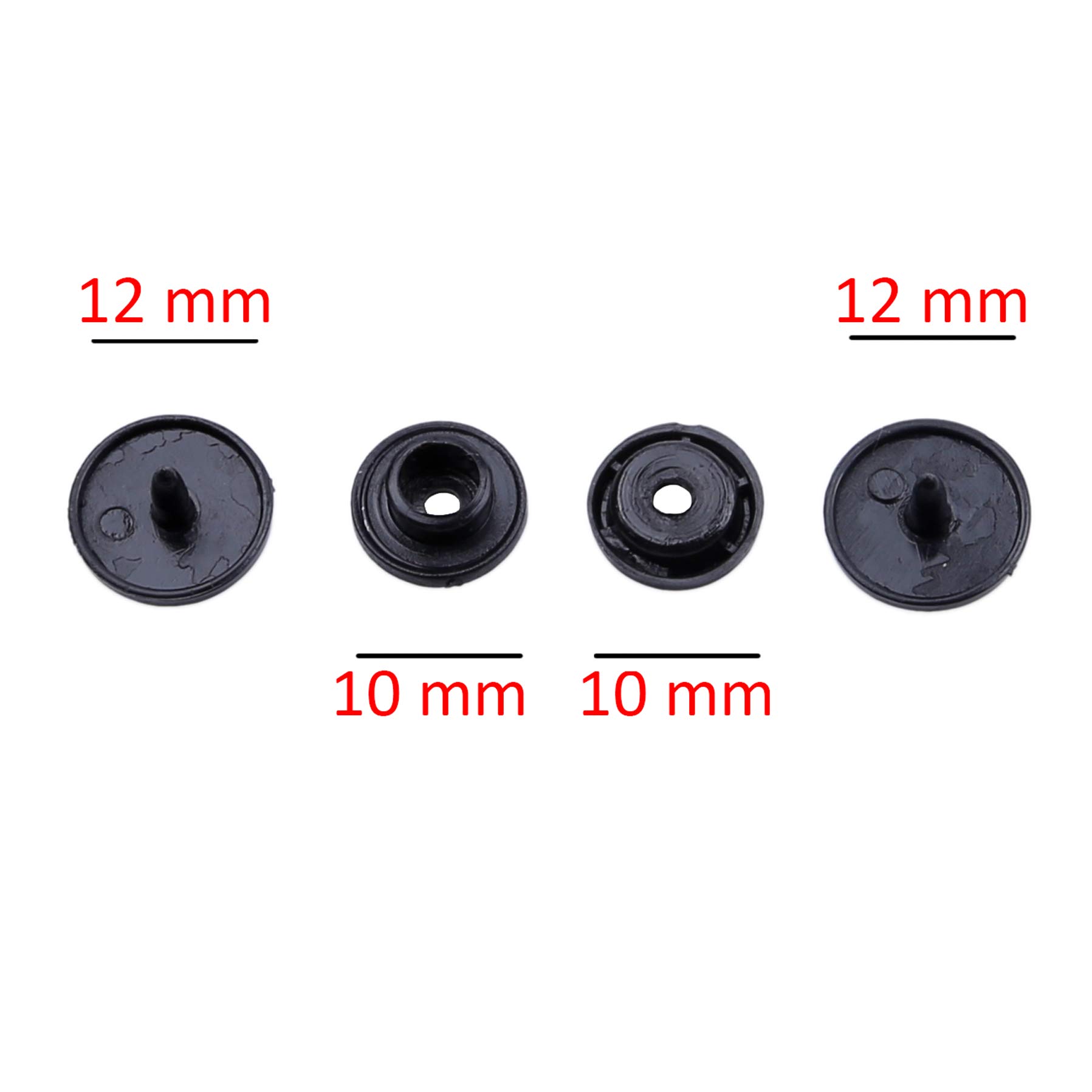 Kare & Kind Plastic Snap Buttons Set - 150pcs T5 Fasteners in 15 Colors (10 Each) - No Sew Buttons for Sewing, Crafting, DIY Clothing & Baby Items - Perfect for Cloth Diapers, Bibs, Dresses & Fabric Projects