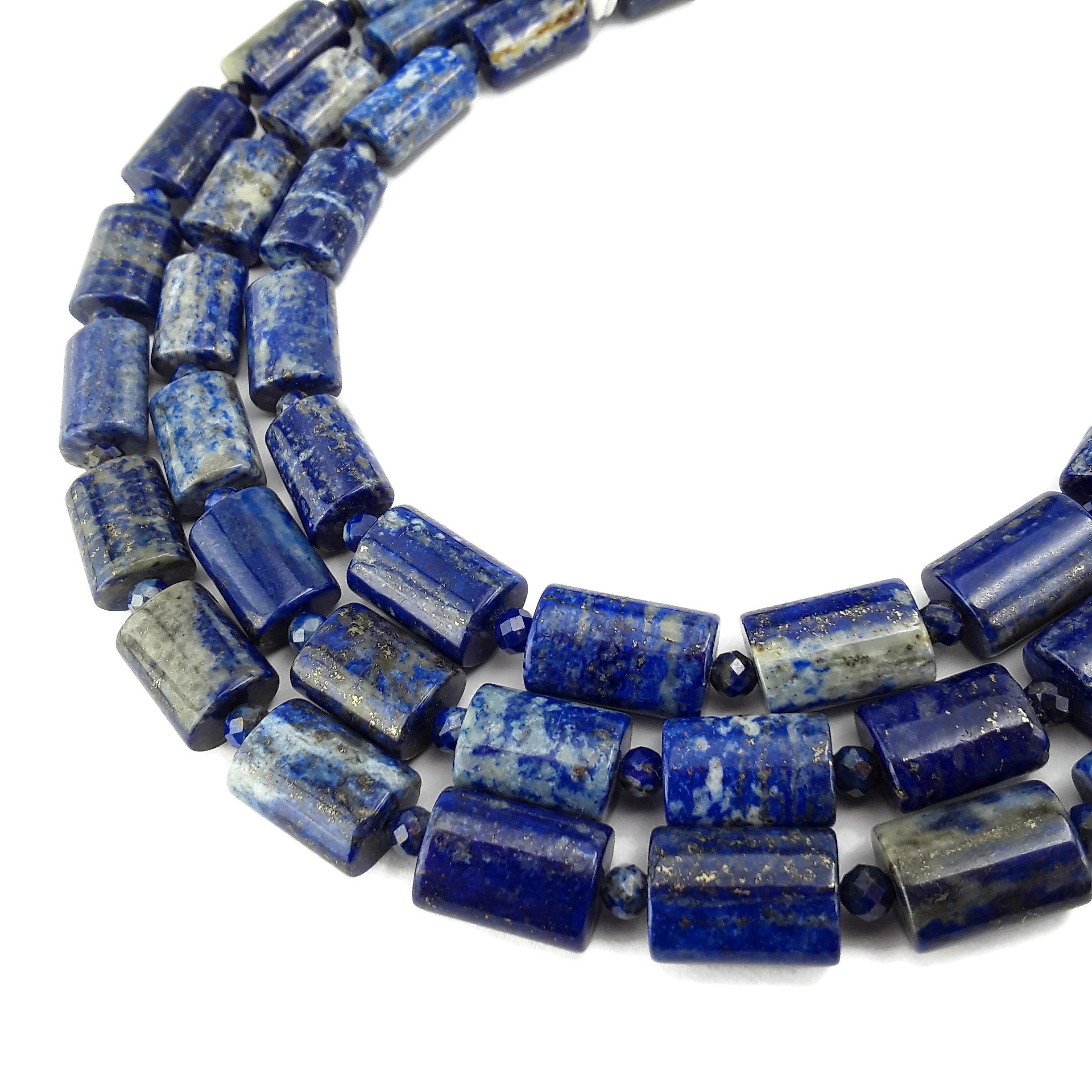 Lapis Lazuli Smooth Flat Cylinder Tube Beads - 10x14mm Gemstone Beads for Jewelry Making - 15.5 Inch Strand - DIY Bracelets, Necklaces & Healing Crystal Crafts
