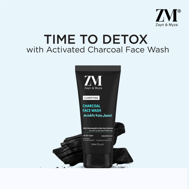 ZM Zayn & Myza Charcoal Deep Cleansing Face Wash - 150ml for Oily & Acne-Prone Skin | Detoxifying & Pore Minimizing | Daily Skincare Routine