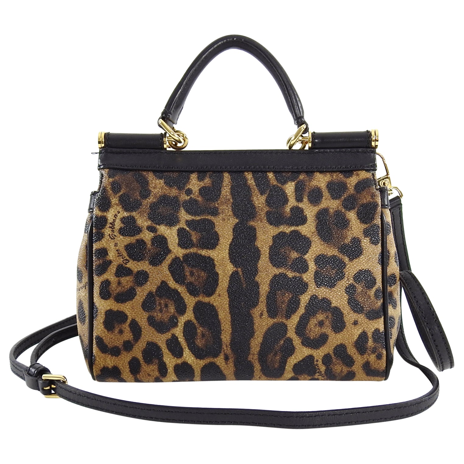 Dolce & Gabbana Miss Sicily Small Leopard Print Leather Handbag - Perfect for Women's Fashion, Evening Parties & Luxury Gift Giving