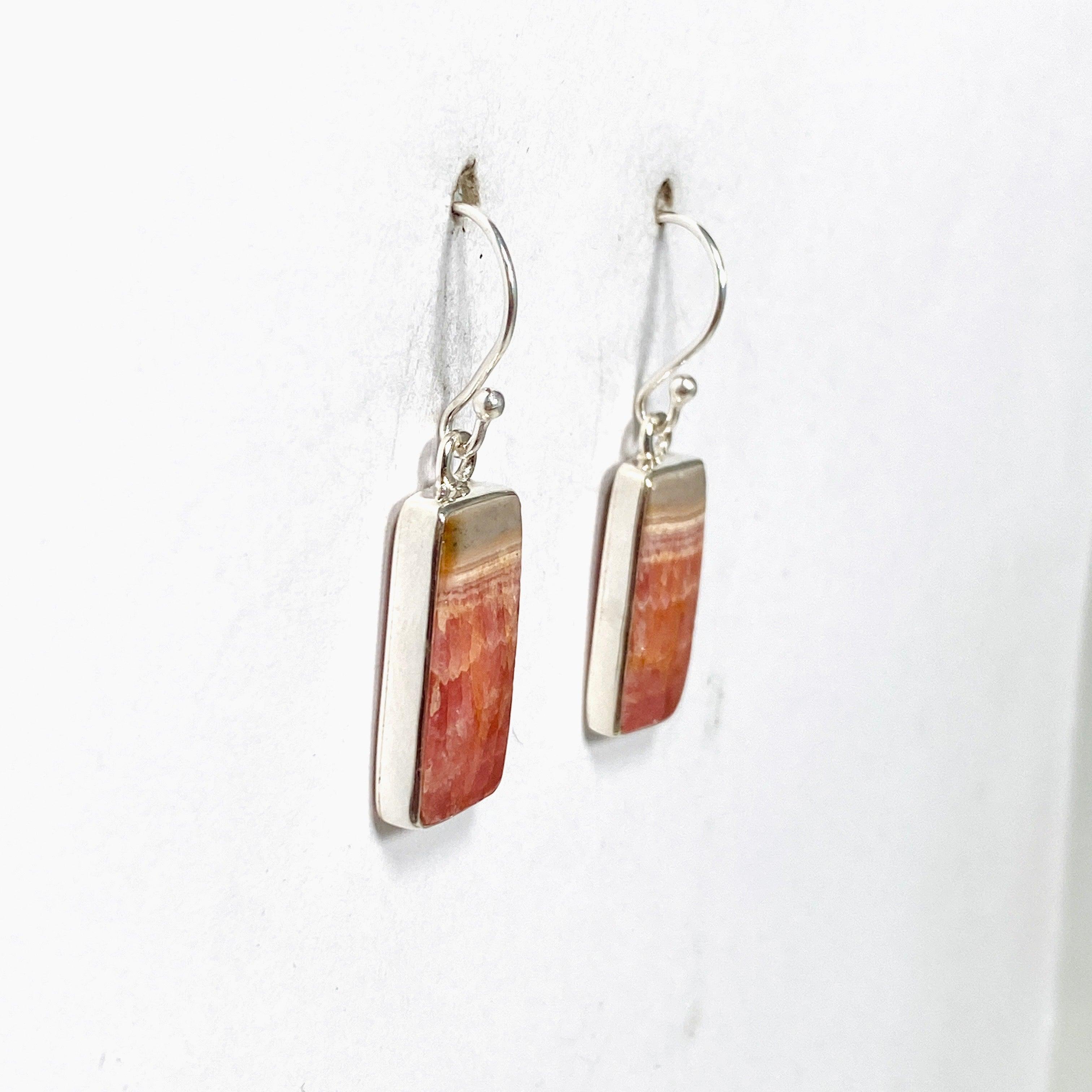 Rhodochrosite Rectangular Earrings KEGJ1456 - Elegant Gemstone Jewelry for Women | Perfect for Parties, Weddings & Special Occasions