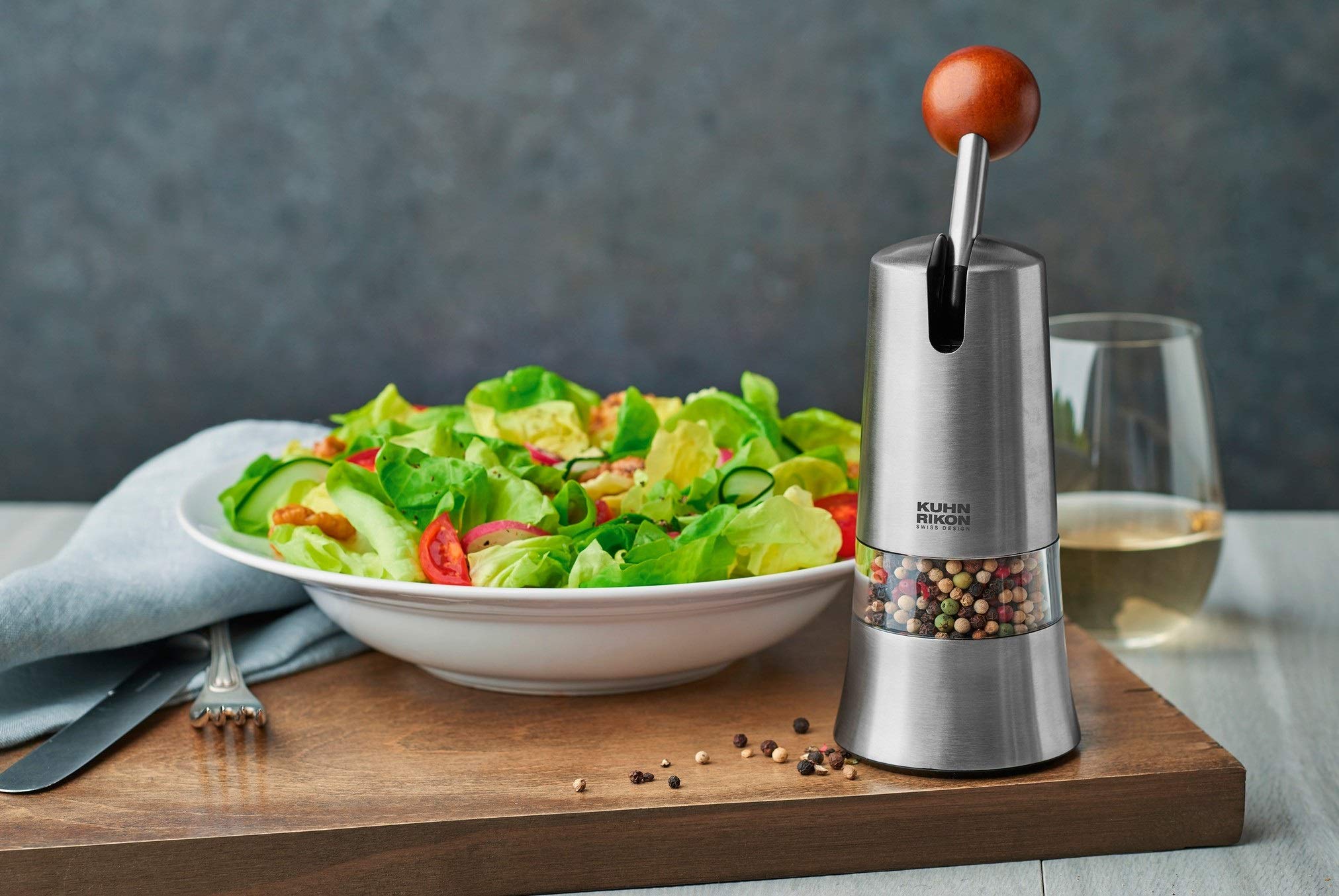 Kuhn Rikon Epicurean Adjustable Ratchet Grinder - Premium Ceramic Mechanism for Salt, Pepper & Spices - 8.5