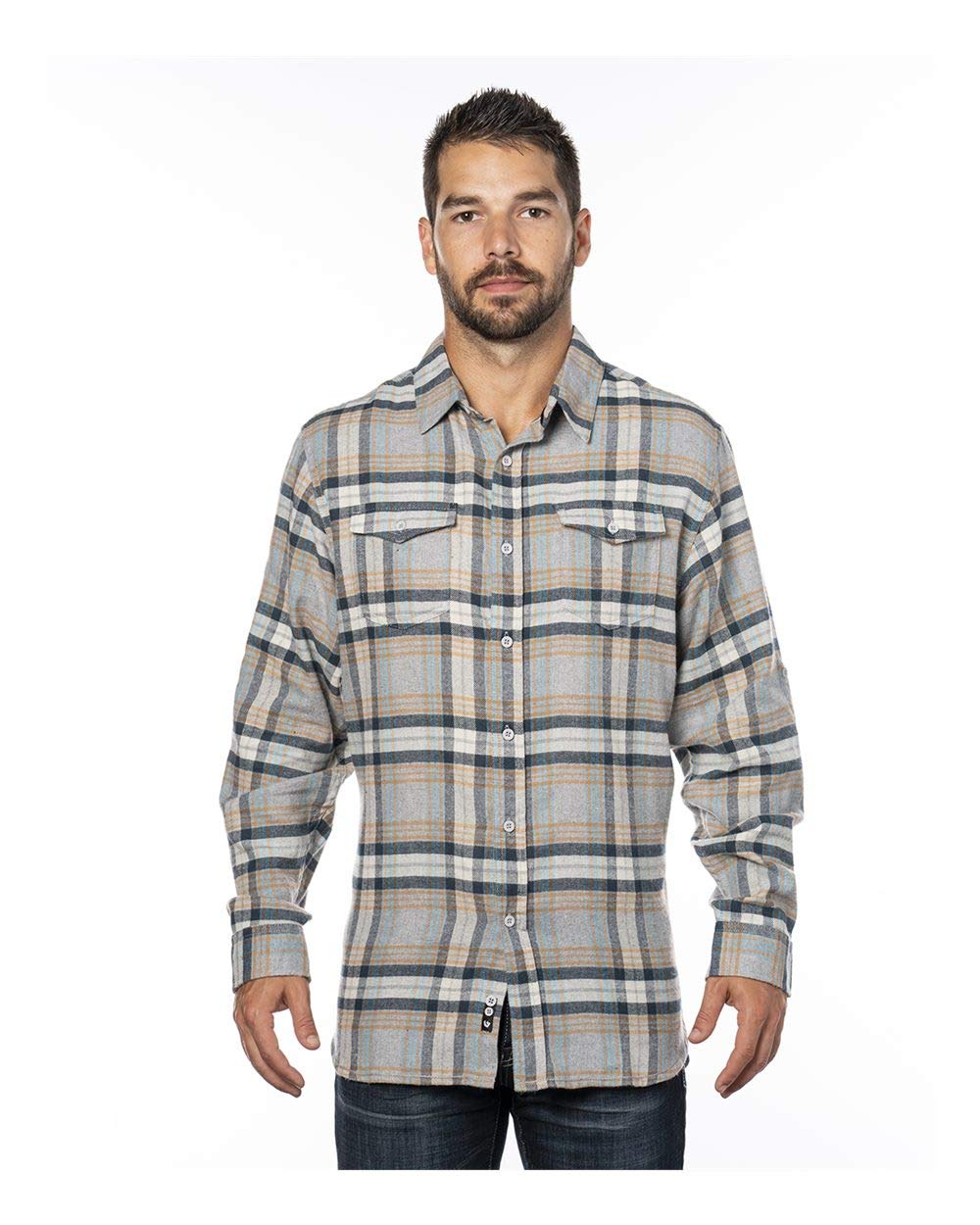 Burnside Men's Yarn-Dyed Long Sleeve Flannel Shirt - Soft Plaid Button-Up for Casual Wear & Outdoor Activities