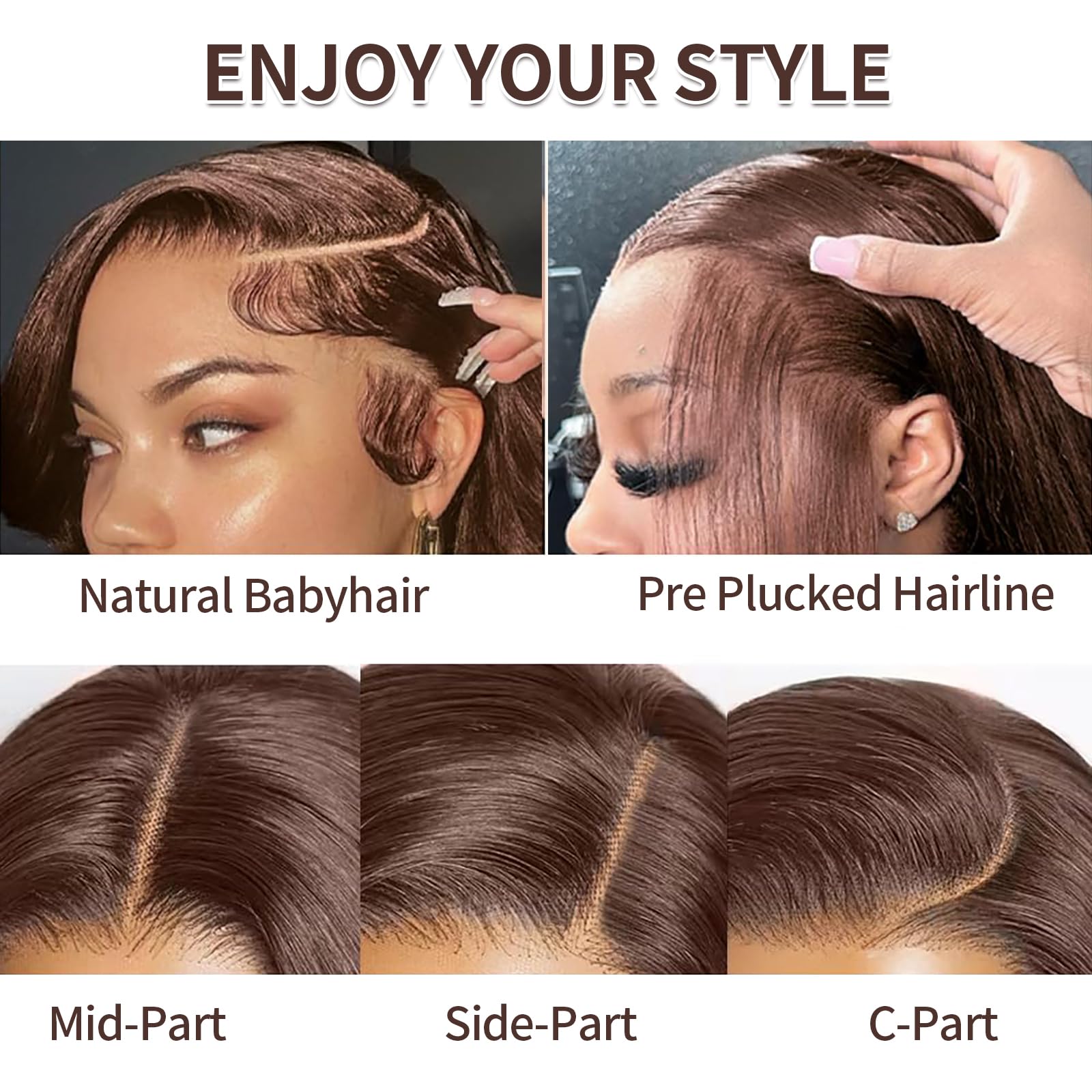 200 Density Chocolate Brown Lace Front Wig Human Hair 30 Inch Straight 13x4 HD Transparent Full Frontal Wigs - Pre Plucked with Baby Hair 4# Brown - Perfect for Cosplay, Daily Wear & Special Occasions