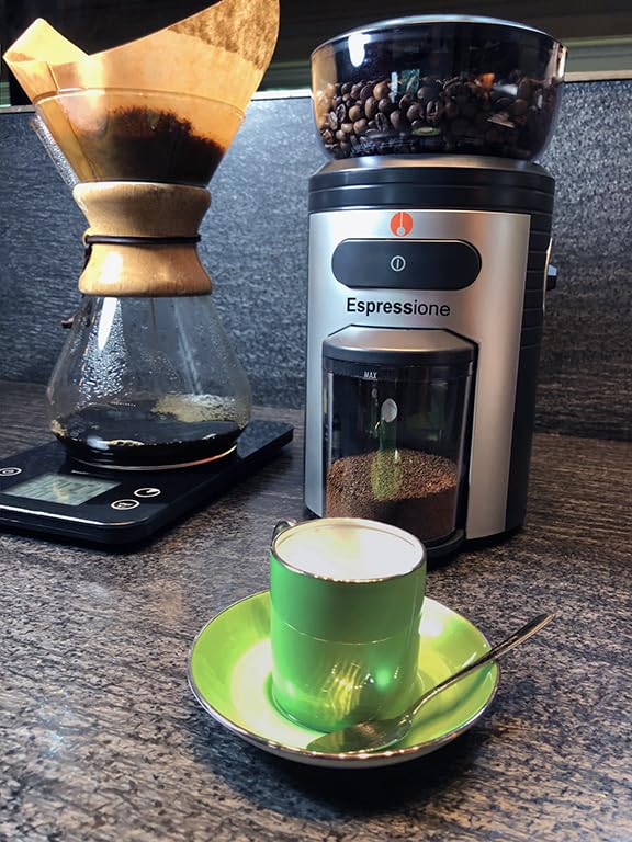 Premium Conical Burr Coffee Grinder - Adjustable Grind Size, 8.5oz Capacity, Black/Silver Finish - Perfect for Espresso, French Press & Pour Over Brewing at Home or Cafe