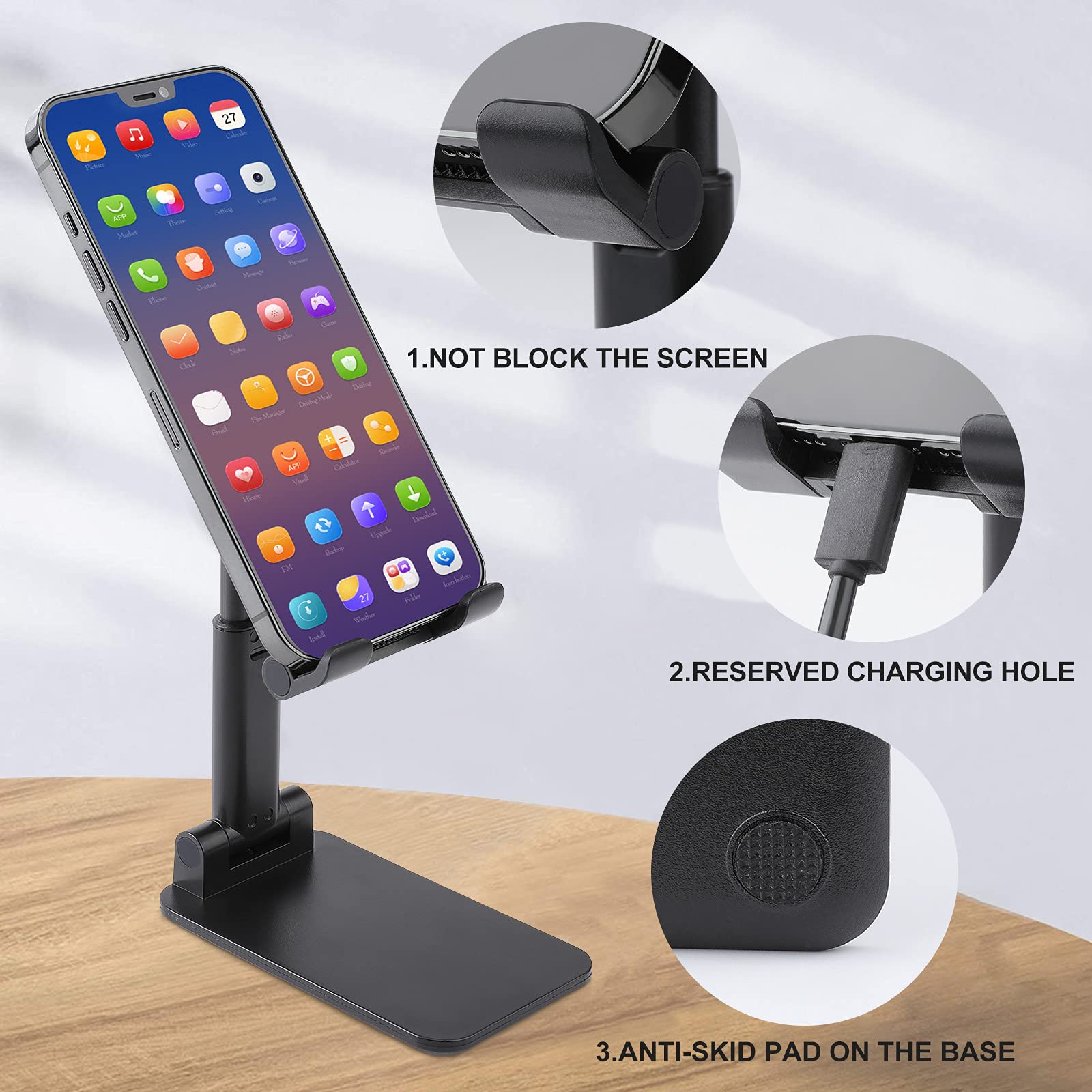 Foldable Bowling Ball Phone Stand Holder - Universal Compatible with All Smartphones for Desk, Office, and Home Use