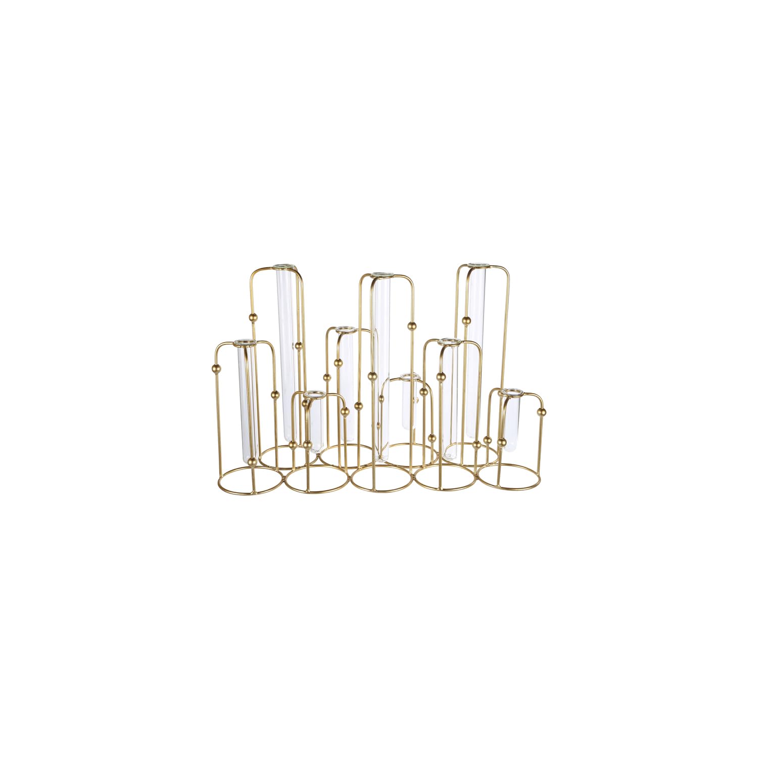Elegant Gold Metal Clustered Bud Vase Holder - Perfect for Wedding Centerpieces, Home Decor & Floral Arrangements (Model 94261)