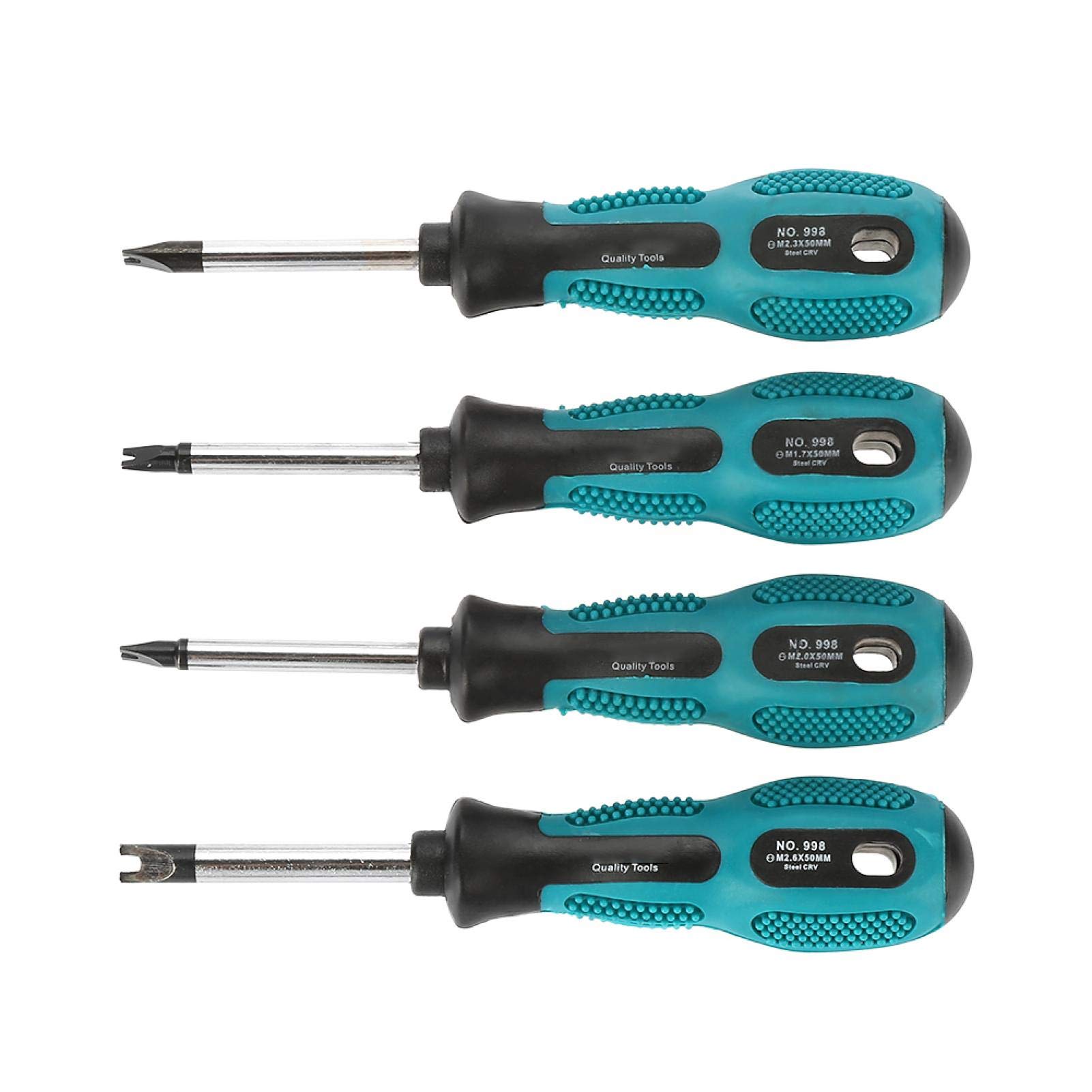 4-Piece U Fork Magnetic Screwdriver Set - M1.7/M2.0/M2.3/M2.6 x 50mm Precision Screwdrivers for Electronics, Watches & Small Appliances Repair - Durable Hand Tool Kit for DIY & Professional Use