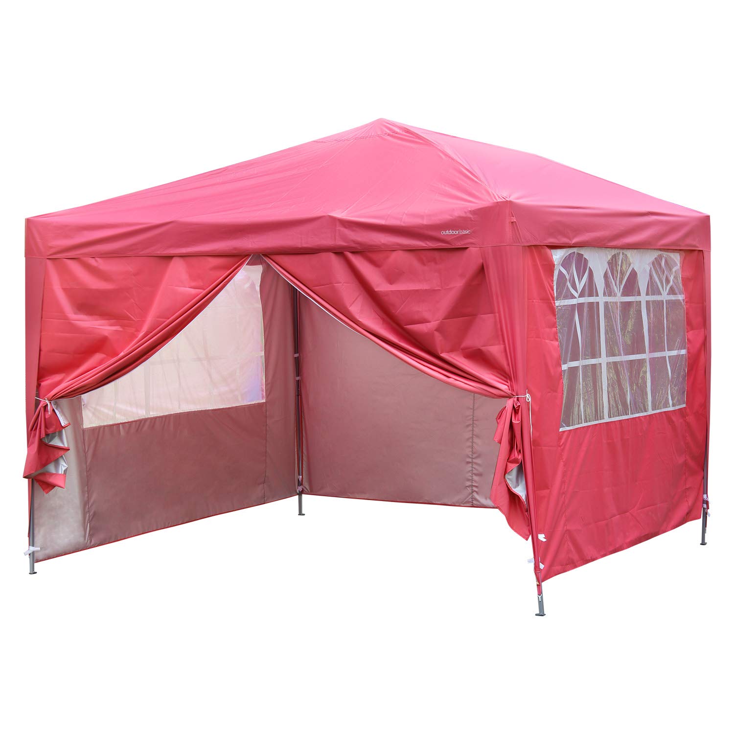 10x10 Pop Up Canopy Tent with 4 Removable Sidewalls - Instant Outdoor Party Gazebo in Red | Perfect for Backyard BBQs, Beach Parties, Camping & Outdoor Events