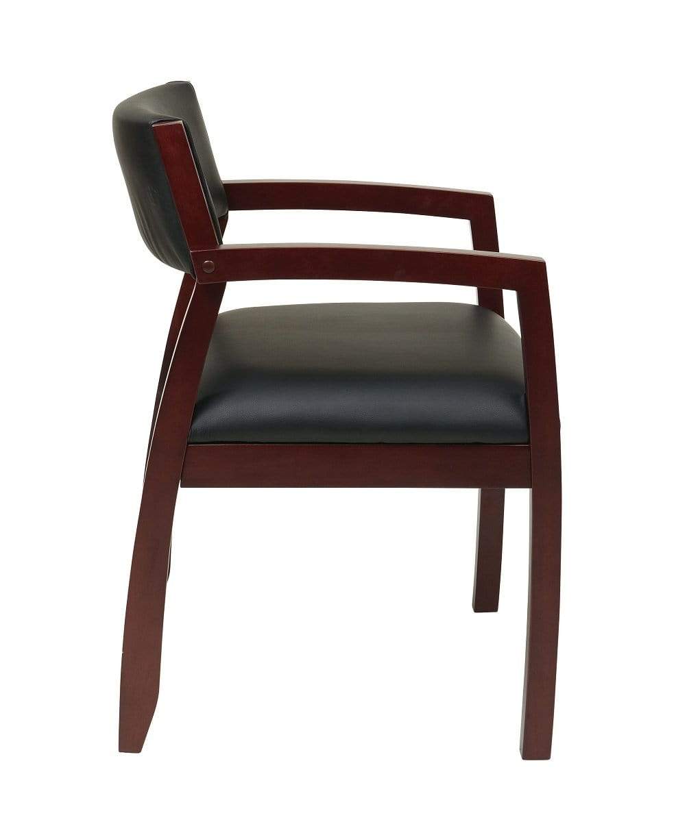 OSP Furniture® Napa Mahogany Guest Chair with Upholstered Back - Elegant Wooden Accent Chair for Living Room, Office or Entryway [NAP95MAH]