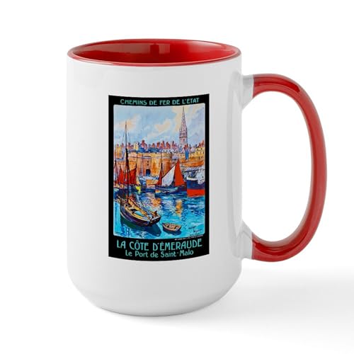 White/Red Inside - France Travel Poster 4 Large Mug