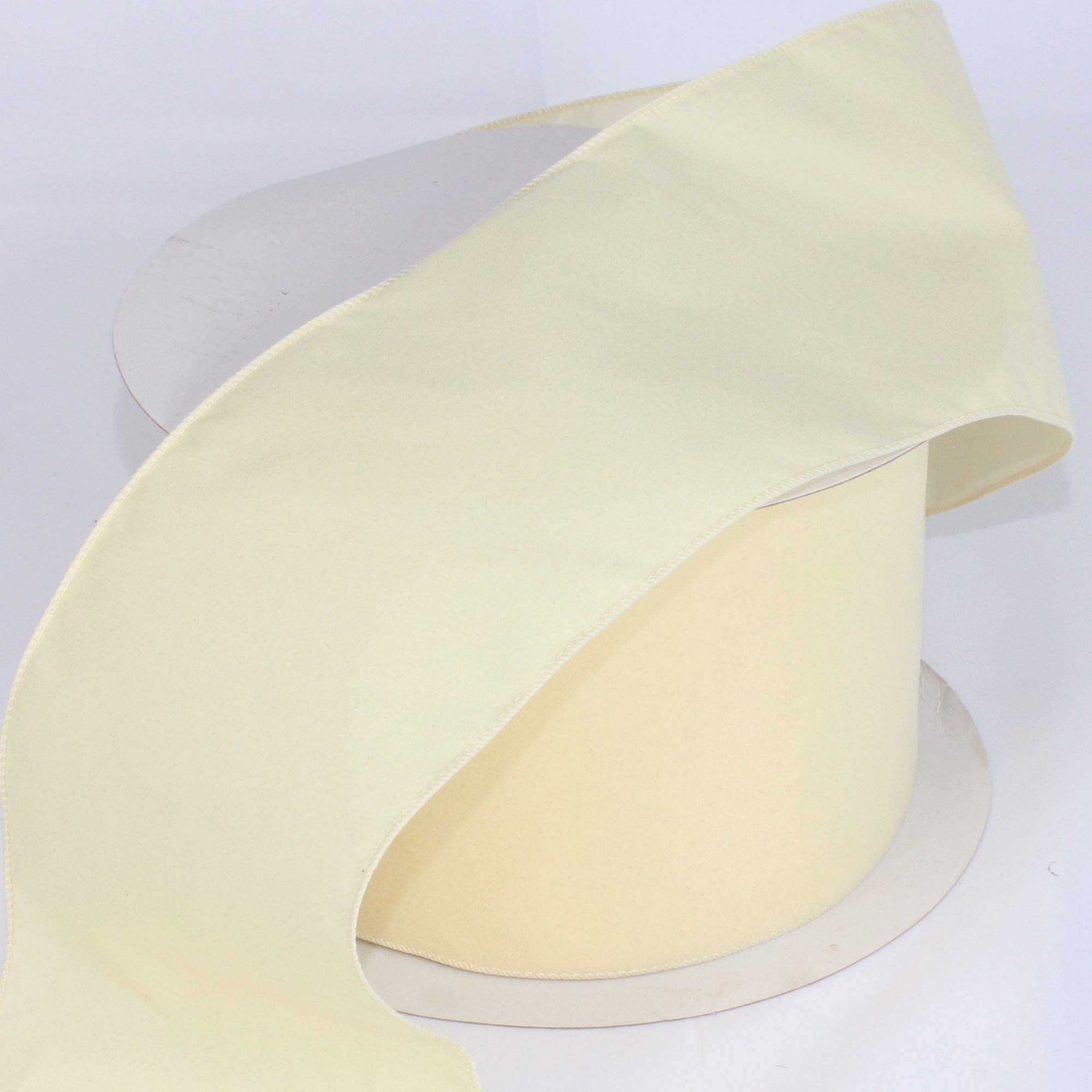 Premium Velvet Creamy Ivory Ribbon - 5 Inch x 50 Yards Wired Craft Ribbon for DIY, Gift Wrapping, Wedding Decor & Home Decoration | Indoor/Outdoor Use