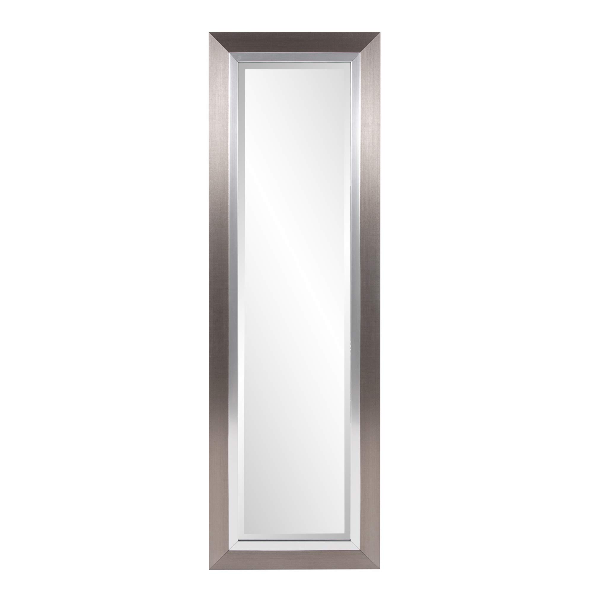 Howard Elliott Chicago Tall Wall Mirror - 18x54 Inch Brushed Silver Nickel Resin Frame, Rectangular Hanging Mirror for Living Room, Entryway, Bedroom & Bathroom - Perfect for Home Decor, Vanity & Entryway Lighting