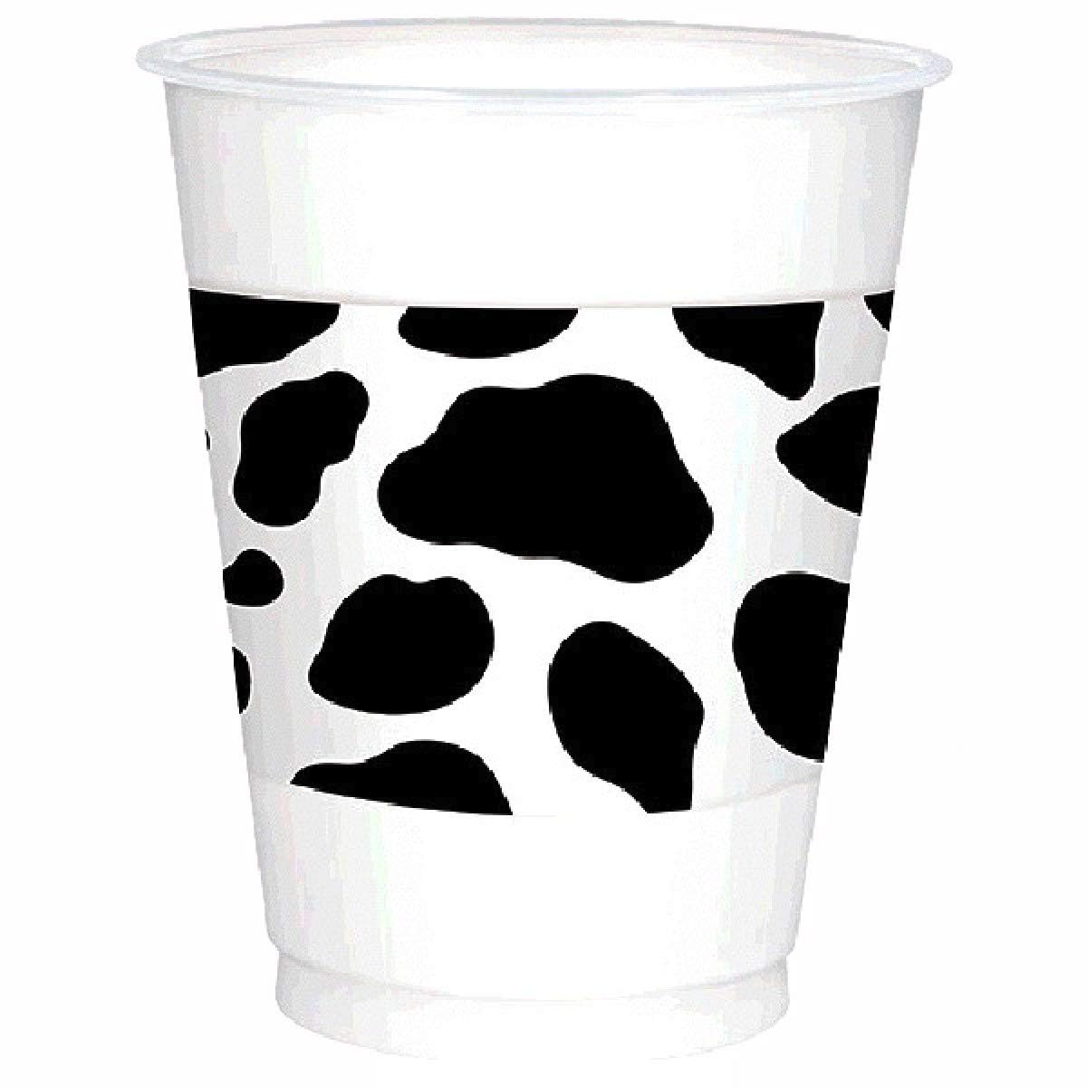 Western Cowboy Themed Plastic Cups - 16 oz Stylish Black & White Printed Party Cups for BBQs, Themed Parties & Events (6 Packs of 25) | Perfect for Wild West Parties, Rodeos, and Country-Themed Gatherings