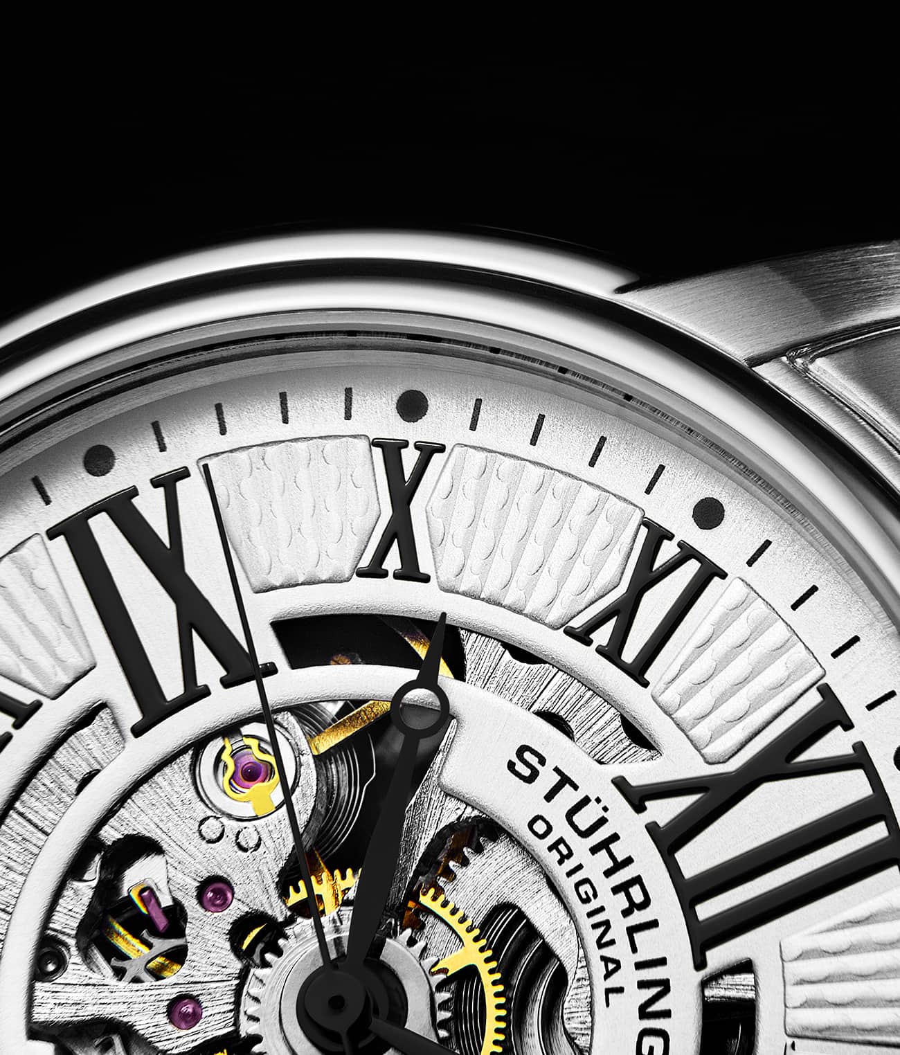 Atrium 4031 Automatic 42mm Skeleton Watch for Men - Luxury Stainless Steel Mechanical Timepiece - Perfect for Business, Formal Events & Everyday Wear
