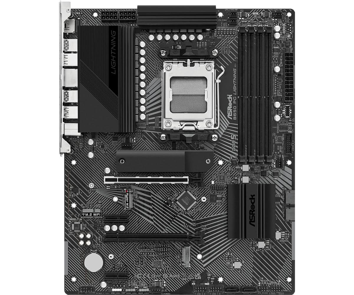 ASRock B650 PG Lightning AMD AM5 Socket ATX Motherboard with DDR5 Support - Perfect for Gaming PCs, Workstations & High-Performance Builds