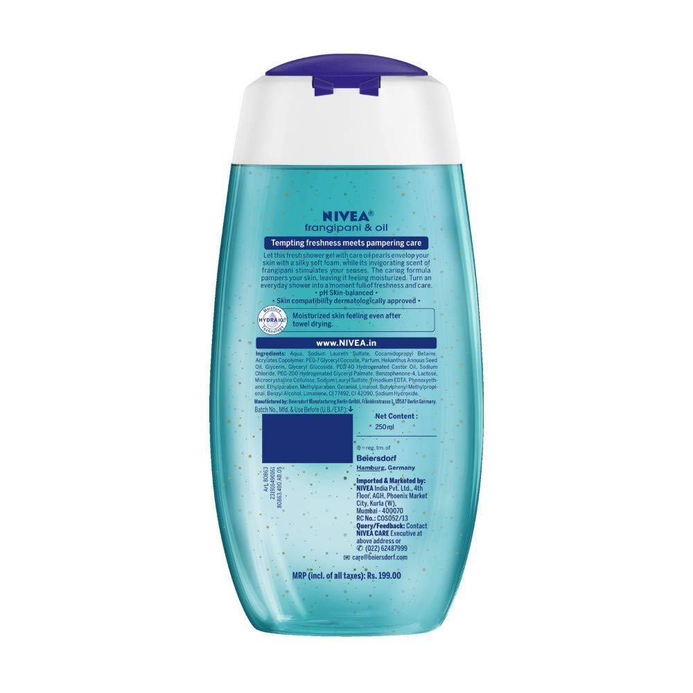 NIVEA Shower Gel with Fragipani & Oil, 125ml - Moisturizing Body Wash for Soft, Smooth Skin - Perfect for Daily Shower & Relaxation
