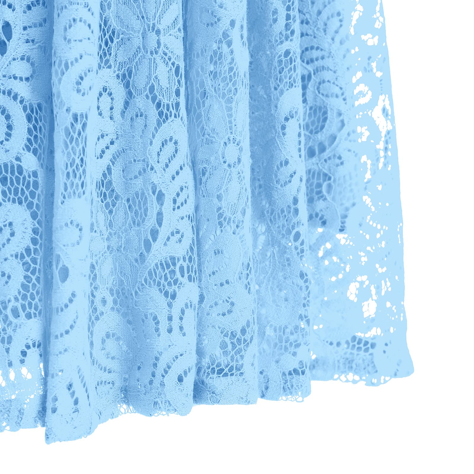 IWEMEK Lace Flower Girls Boho Dress - V Back Fly Sleeves Eyelash Lace Maxi Gown for Junior Bridesmaid, Wedding Party, Pageant, Dance, Communion, Birthday, Formal Occasions Light Blue 4-5 Years