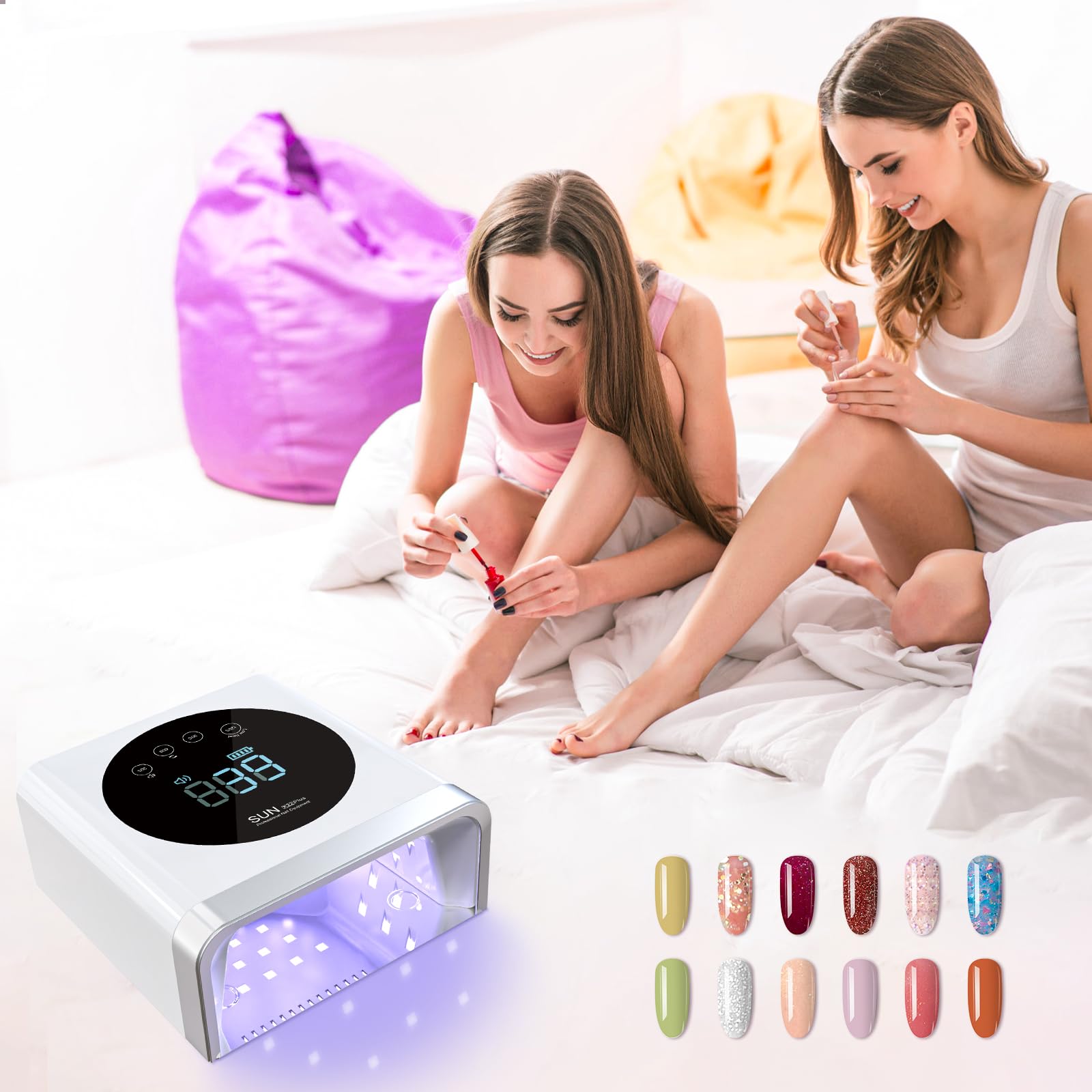 NAILGIRLS 150W Rechargeable UV LED Nail Lamp - Cordless Gel Nail Dryer with 4 Timer Settings, Professional Nail Light for Salon & Home Use, Perfect for Gel Polish & Nail Art, Ideal for Manicures, Pedicures, and DIY Nail Designs