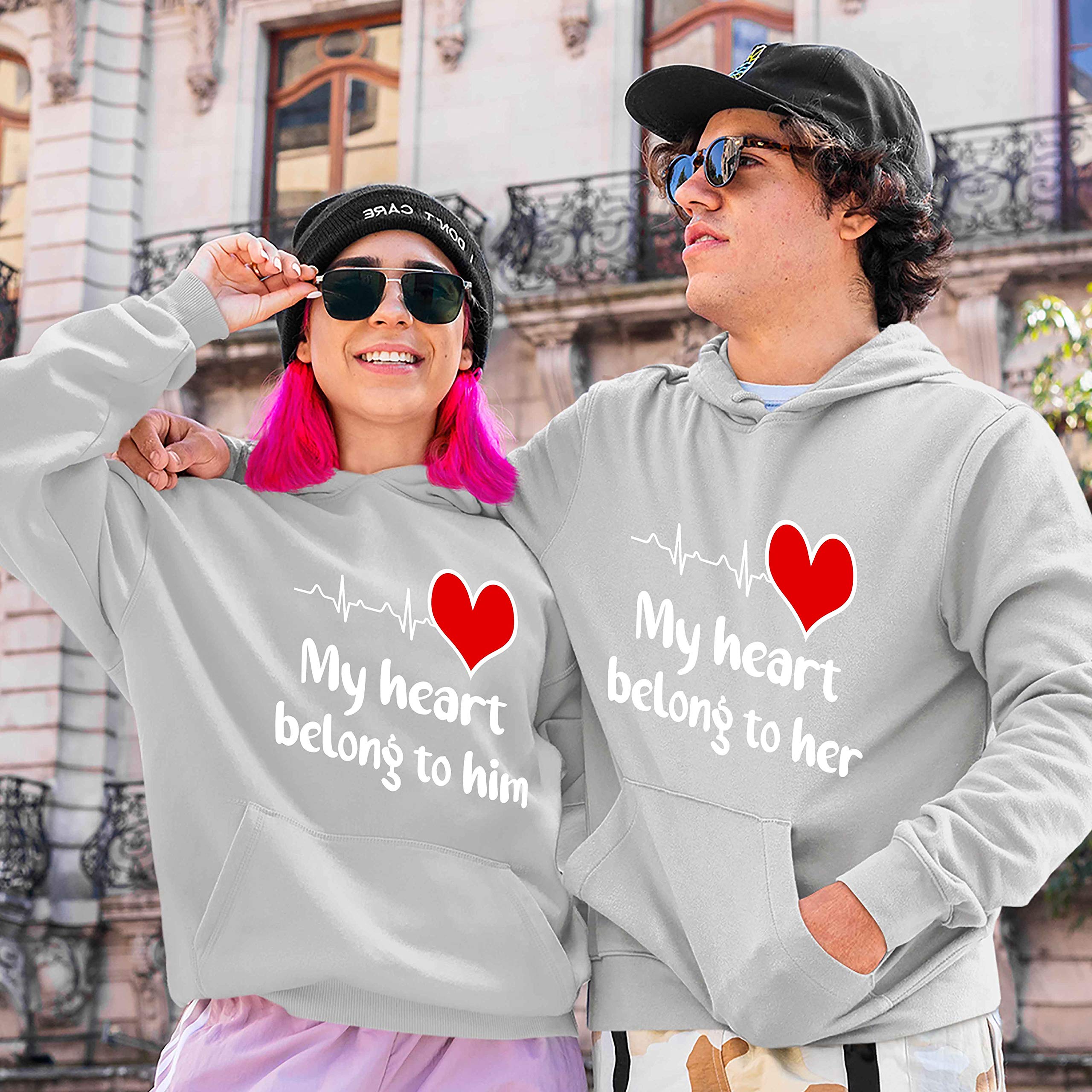 Best Family Gifts: My Heart Belongs To Him/Her Unisex Hoodies For Couples - Perfect For Date Nights & Cozy Moments