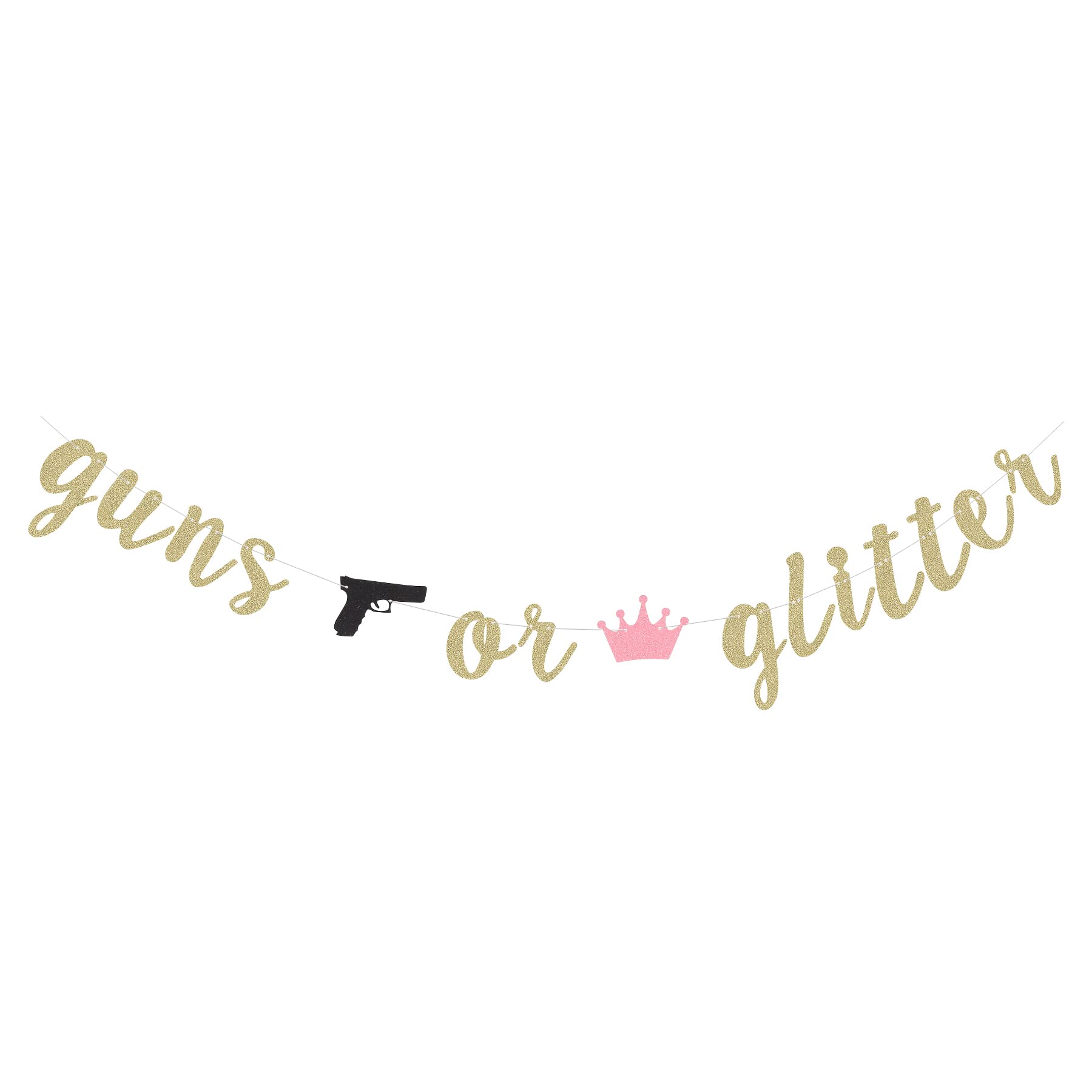 Gold & Glitter Gender Reveal Party Decor - Paper Guns & Garland for Baby Showers | Boy or Girl Theme Backdrops & Bunting | Perfect for Gender Announcements, Baby Showers & Nursery Decorations