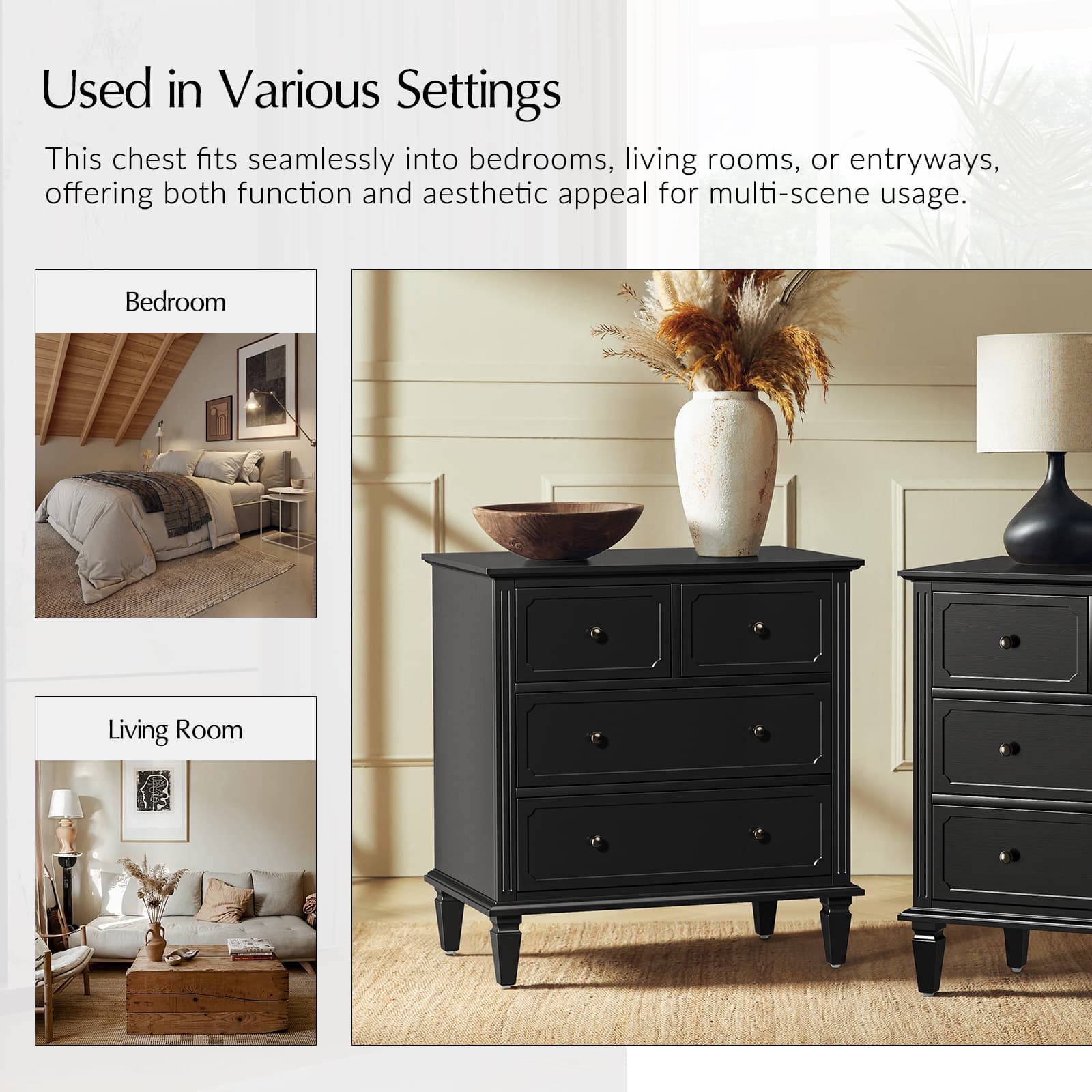 Isidro Accent Chest of Drawers with USB Charging Station - Modern Bedroom Dresser with 3 Drawers & Built-in Power Outlets - Perfect for Bedside Storage & Device Charging in Home, Office or Dorm Room
