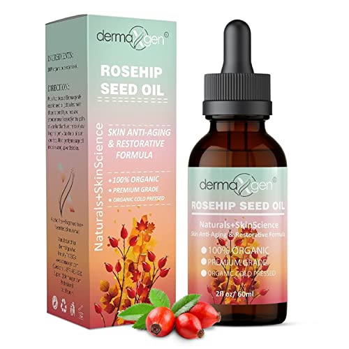 100% Organic Cold Pressed Rosehip Seed Oil 2 fl oz - Anti-Aging Moisturizer for Face, Hair & Skin - Reduces Wrinkles, Acne Scars & Nail Care - Perfect for Daily Skincare Routine & Natural Beauty Regimen