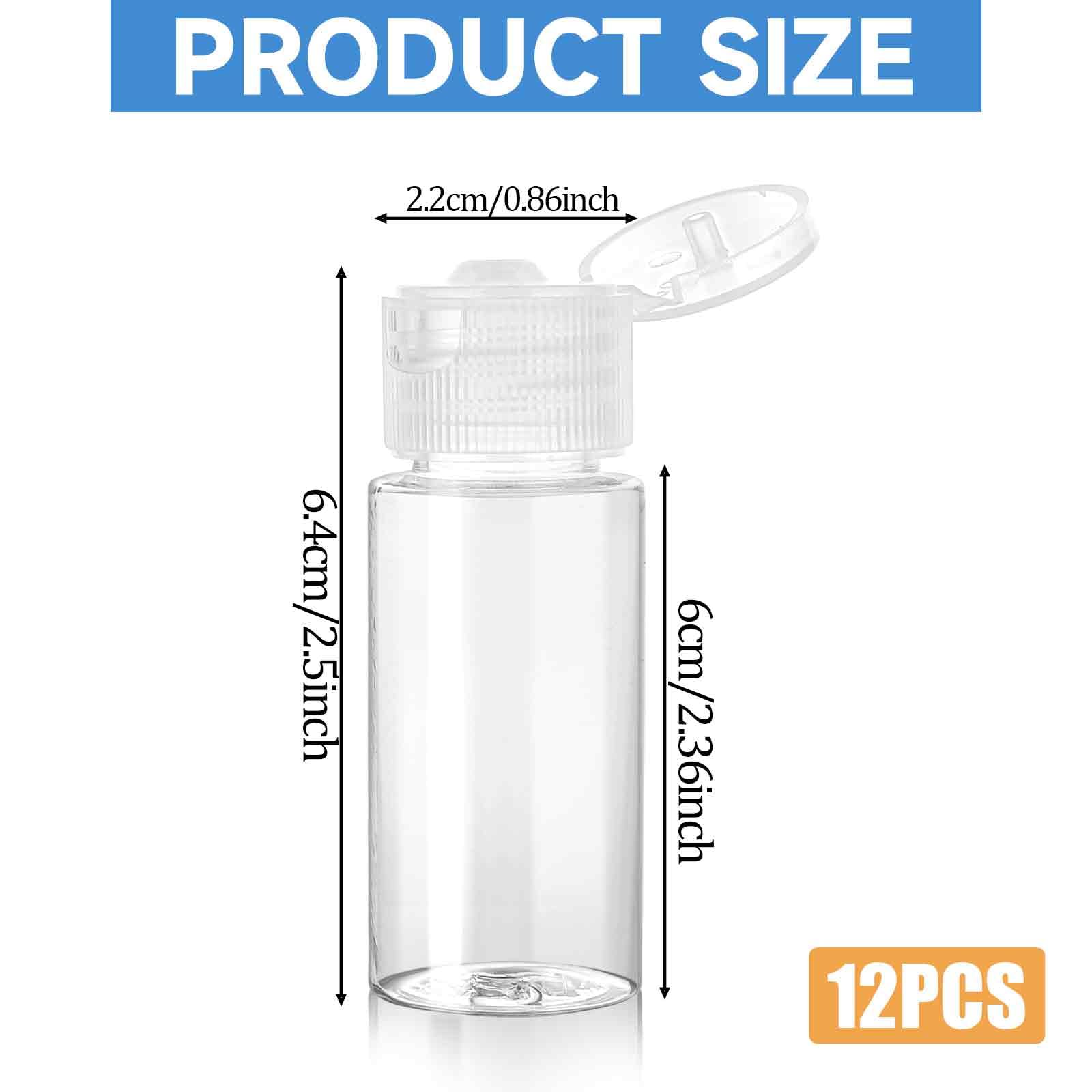 12-Piece Travel-Size Leak-Proof Makeup Sample Containers (1/2 oz) - Empty Plastic Mini Toiletry Bottles with Lids for Liquids, Cosmetics & Skincare - Perfect for Air Travel, Gym Bags & Vacation Essentials
