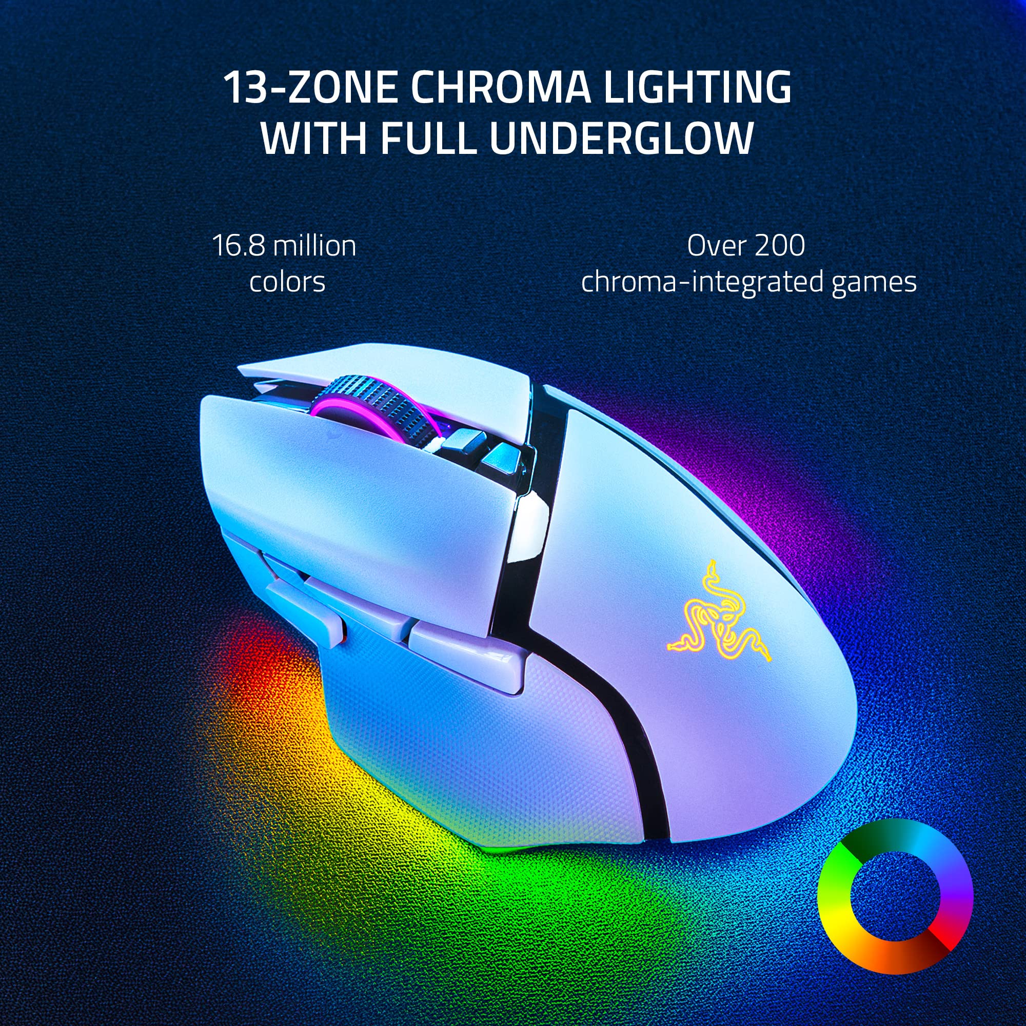 Razer Basilisk V3 Pro Wireless Gaming Mouse - 11 Programmable Buttons, Gen-3 Optical Switches, HyperScroll Tilt Wheel, Chroma RGB, Focus Pro 30K Sensor - White - Perfect for FPS, MMO Gaming & Professional Work