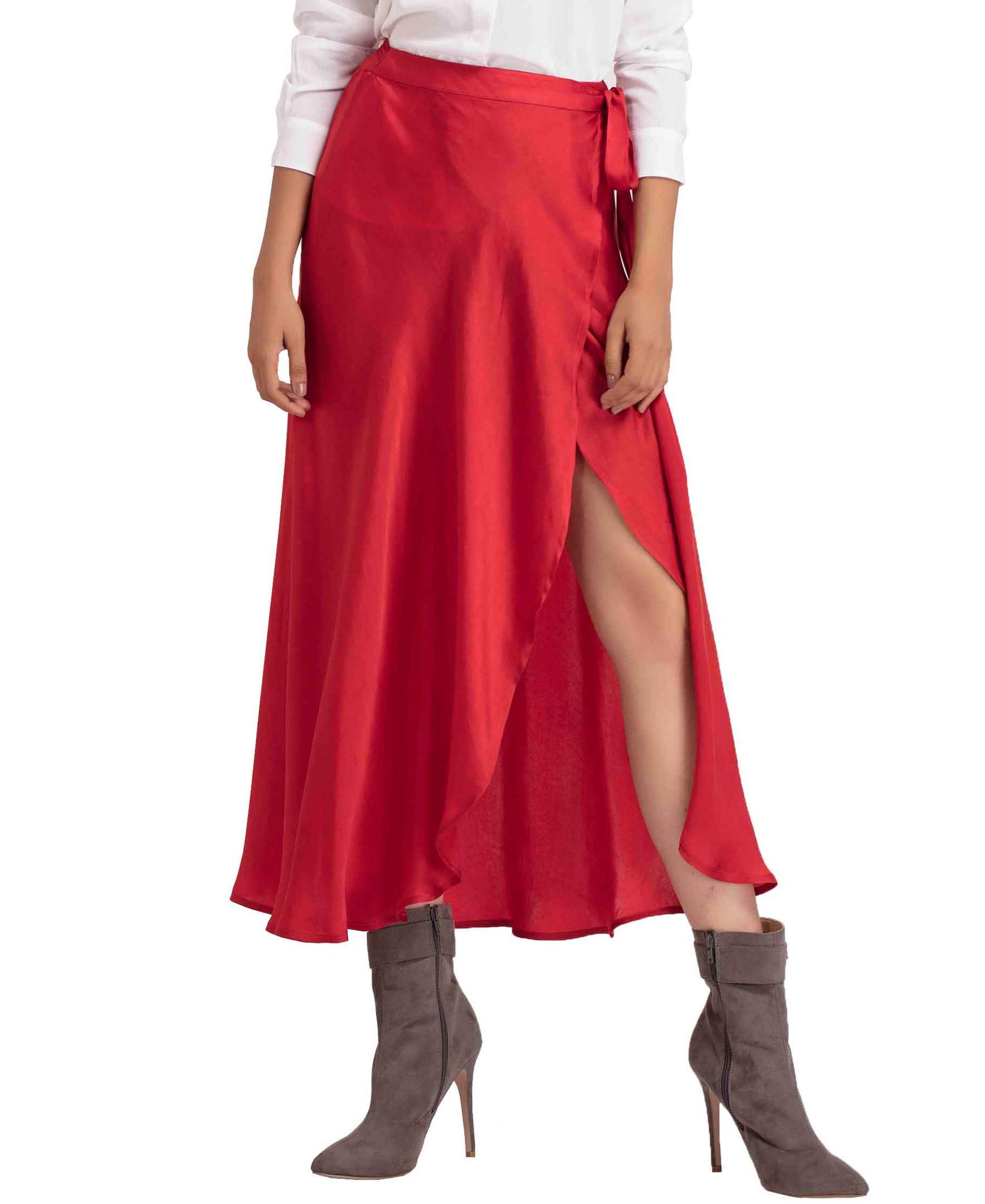 Stylish Red Wrap Skirt for Women - Size Small | Perfect for Summer Outfits, Beach Vacations & Casual Wear