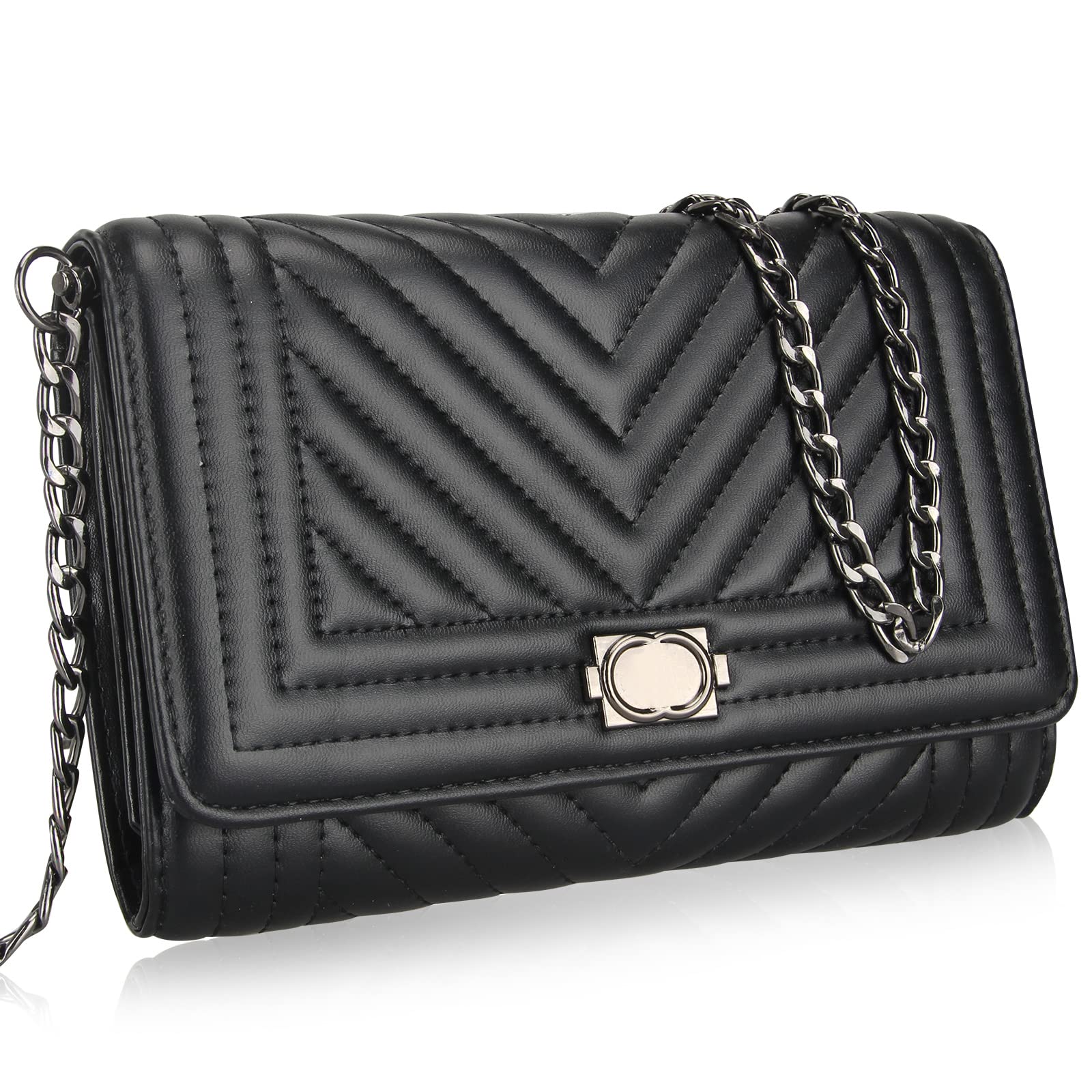 Stylish Leather Crossbody Bags for Women - Quilted Clutch Purse with Chain Strap, Perfect for Evening Out & Daily Use | Fashionable Handbags & Ladies Satchels