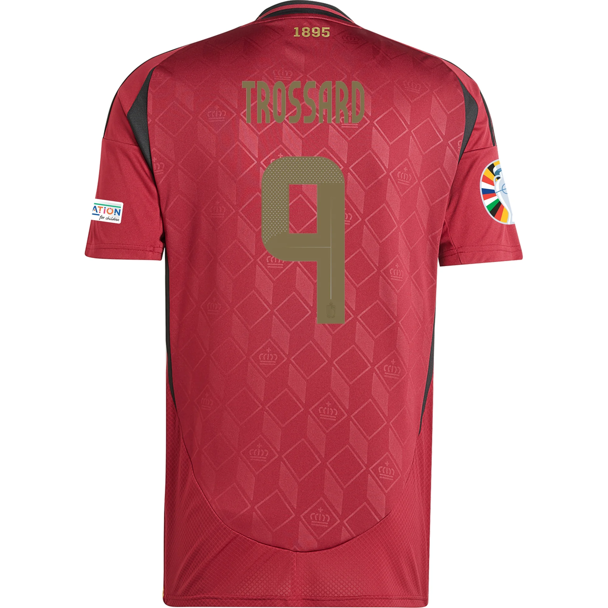 Adidas Belgium Leandro Trossard Home Jersey 2024/25 - Euro 2024 Official Patches - Burgundy Red Soccer Shirt for Fans & Players - Perfect for Matchdays, Training & Football Enthusiasts