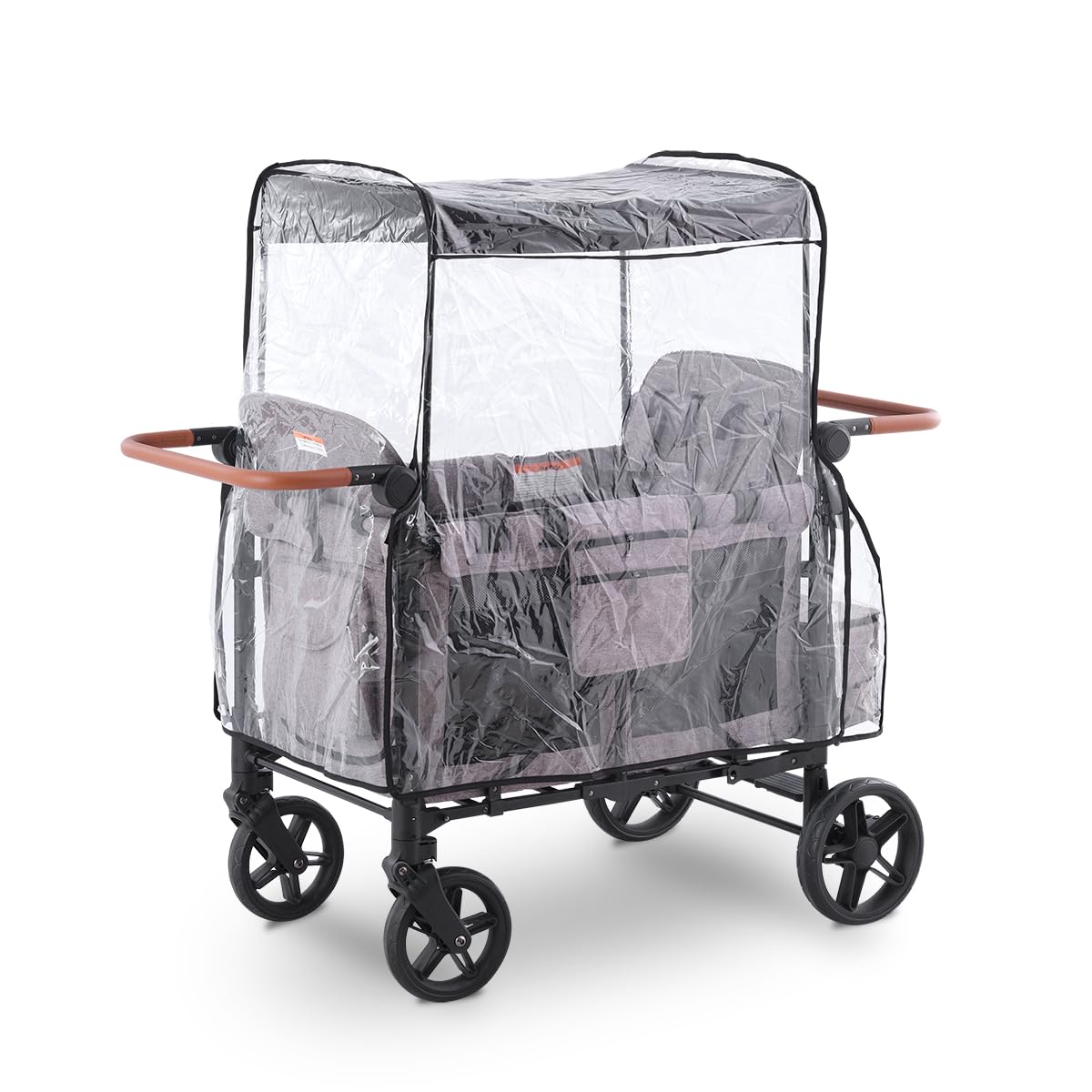SeedFuture Stroller Wagon Rain Cover for W4 Original - Lightweight Transparent Quad Stroller Rain Cover Compatible with Wonderfold W4 | Waterproof & Windproof Protection | Perfect for Outdoor Walks, Beach Trips, and Park Adventures