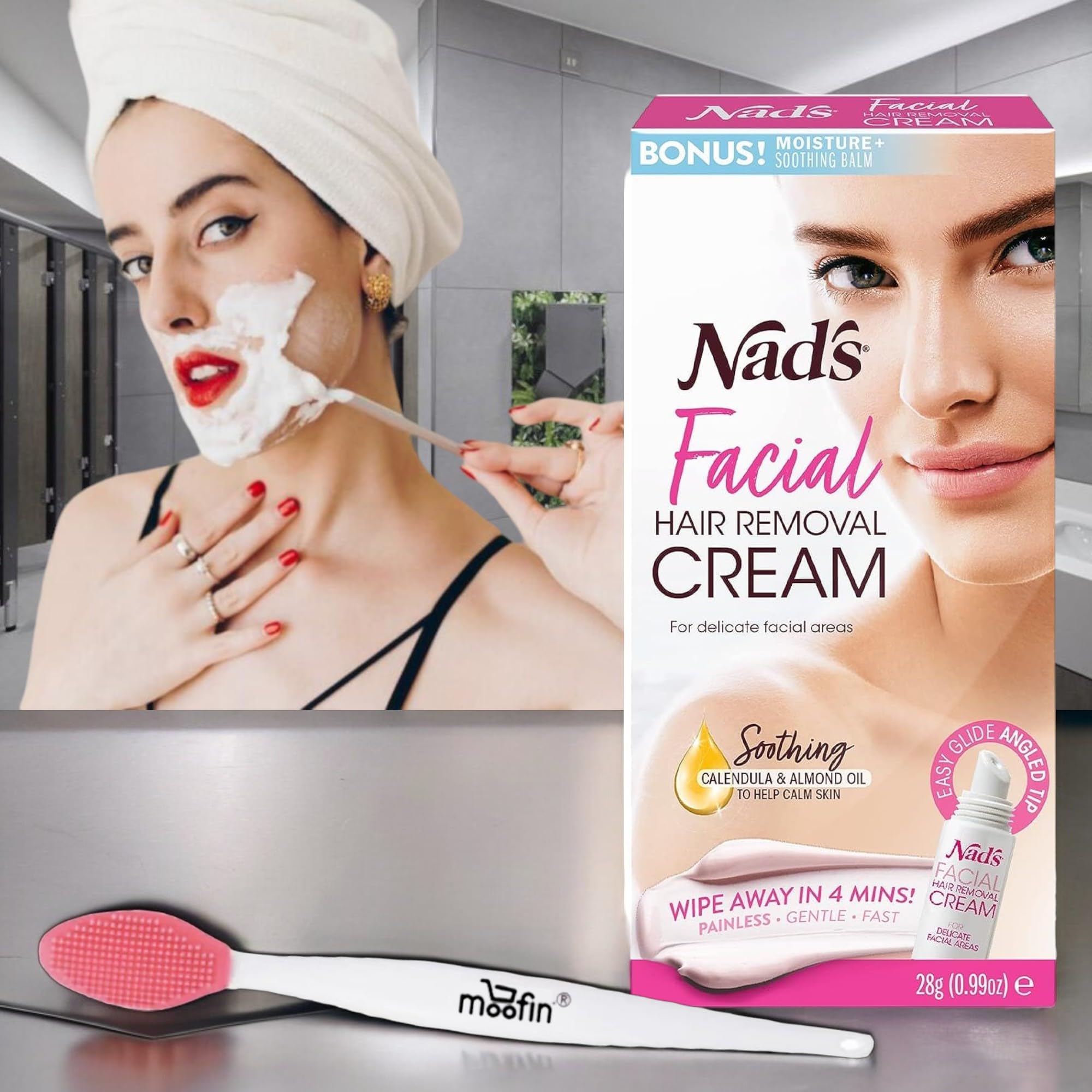 Nad's Facial Wax Hair Removal Cream for Women - Sensitive Skin & Travel-Friendly for Smooth Skin Care