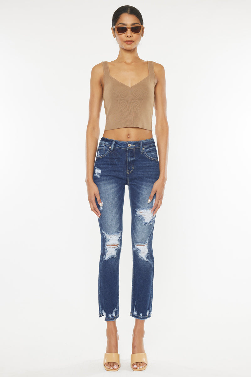 Haven Ultra High Rise Slim Straight Leg Jeans for Women - Stretch Denim Pants, Comfortable & Flattering Fit - Perfect for Casual Outfits, Workwear, and Everyday Style