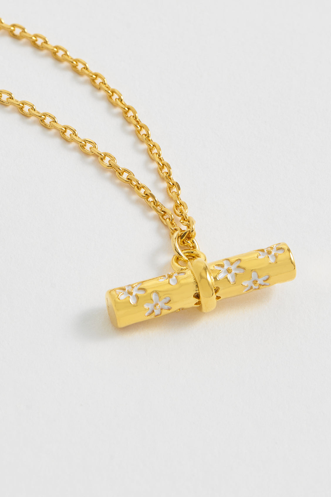 Elegant Floral T Bar Necklace for Women - Dainty Gold Layering Pendant Jewelry - Perfect for Weddings, Date Nights & Everyday Wear