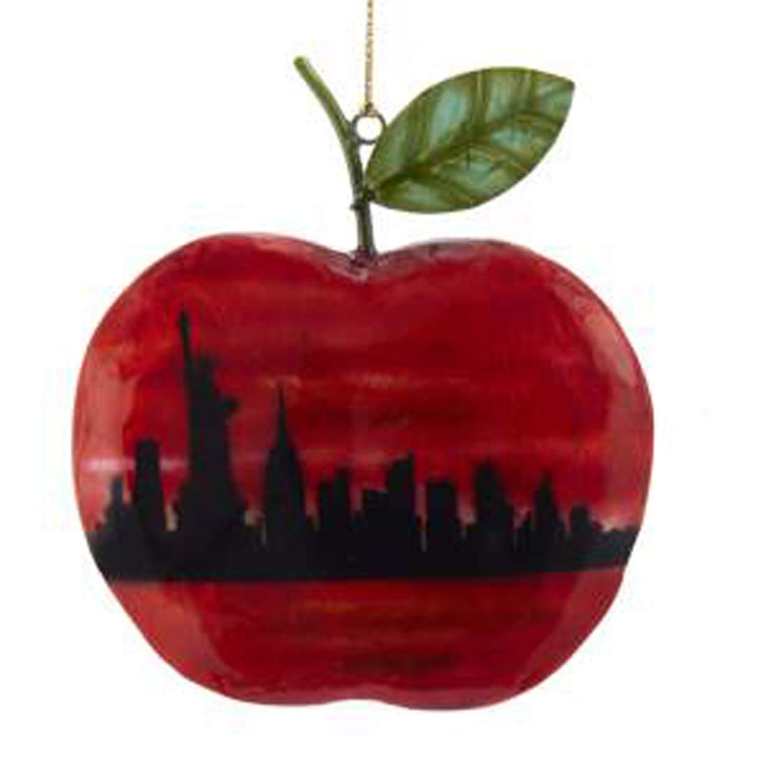 New York Skyline Apple Ornament - Handmade Capiz Shell Holiday Decoration for Christmas Tree, Home Decor & Gift Giving