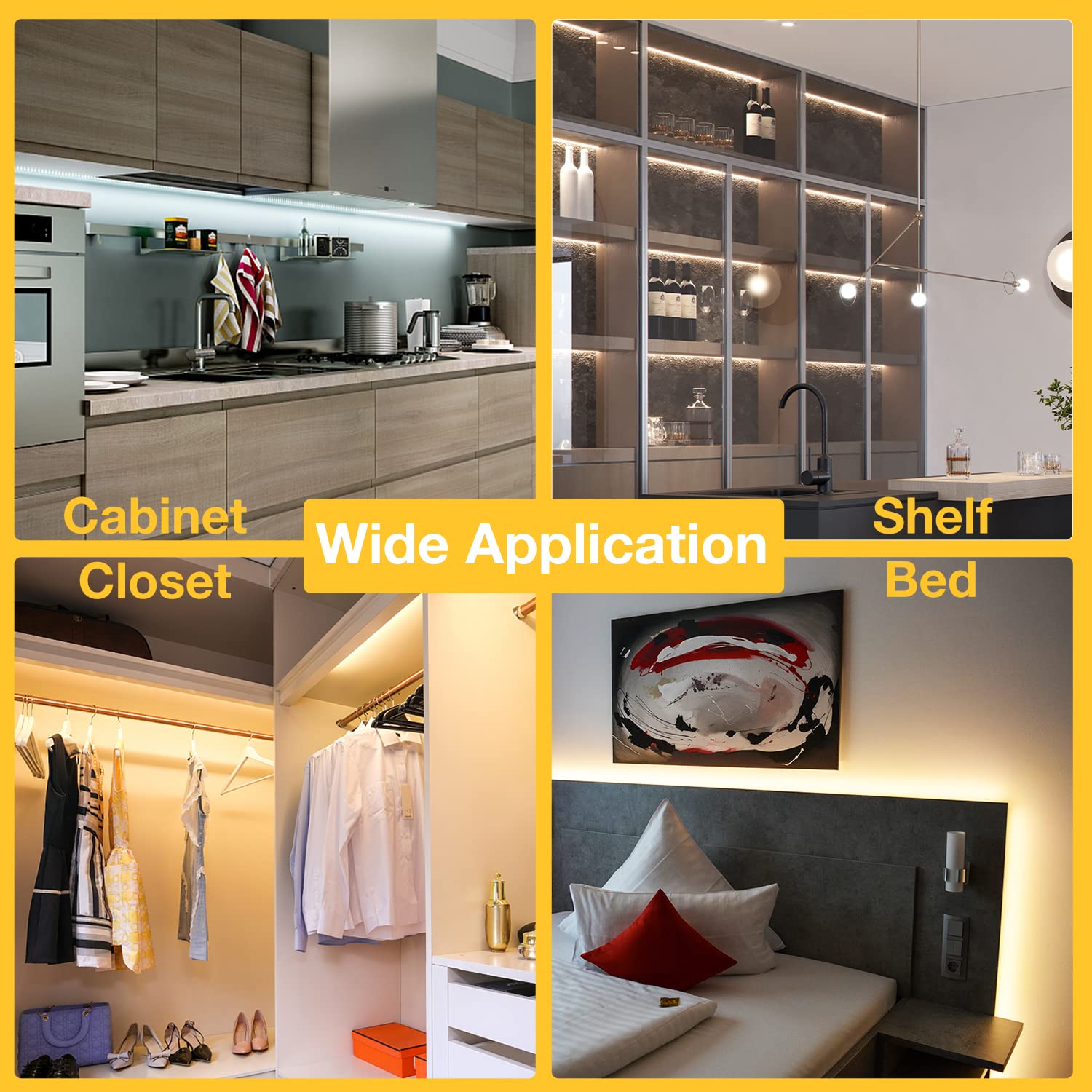 DAYBETTER 20ft Dimmable Under Cabinet LED Strip Lights Kit - 360 LEDs, Tunable White (2700K-6500K), Remote Control, 6 x 3.28ft Strips - Perfect for Kitchen Cabinets, Countertops, Shelves & Home Decor with Timer Function