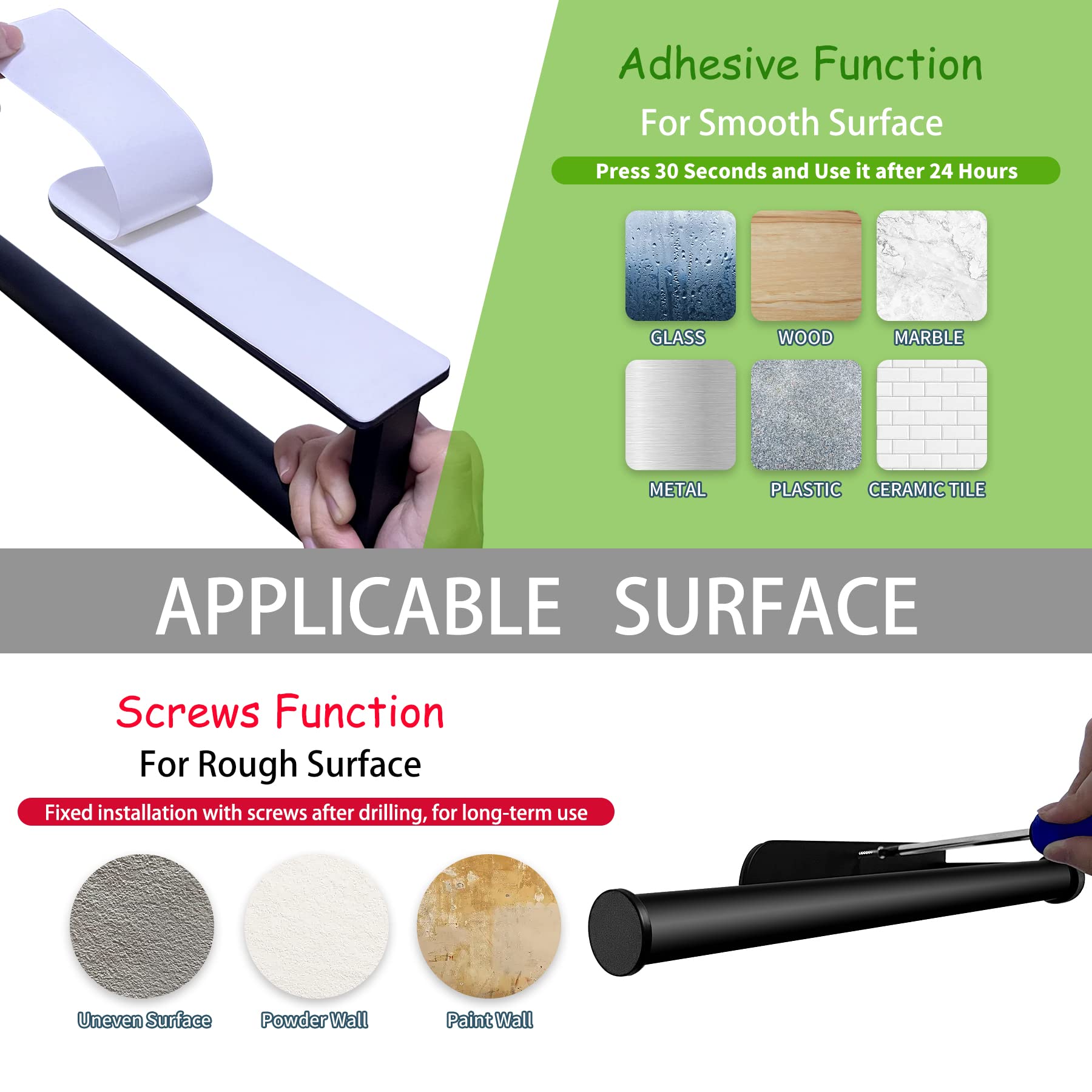 OBODING 3-in-1 Magnetic Paper Towel Holder - Strong Magnetic Backing for Kitchen, Refrigerator, Grill, Garage, Toolbox & RV - Space-Saving Black Kitchen Organizer - Perfect for Cooking, Camping & DIY Projects