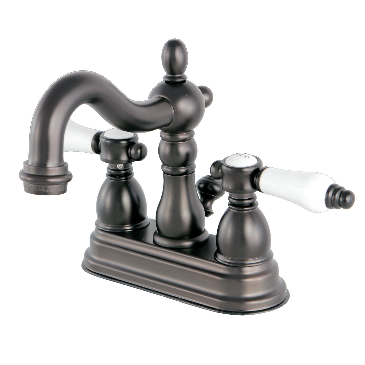 Bel Air KS1605BPL Oil Rubbed Bronze 4 Inch Centerset Bathroom Faucet - Double Handle Deck Mount with Brass Pop-Up Drain - Perfect for Modern Bathroom Vanities and Powder Rooms