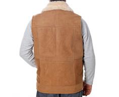 Men's Genuine Sheepskin Vest - Warm Winter Fleece Lined Jacket for Outdoor Activities, Hunting & Casual Wear