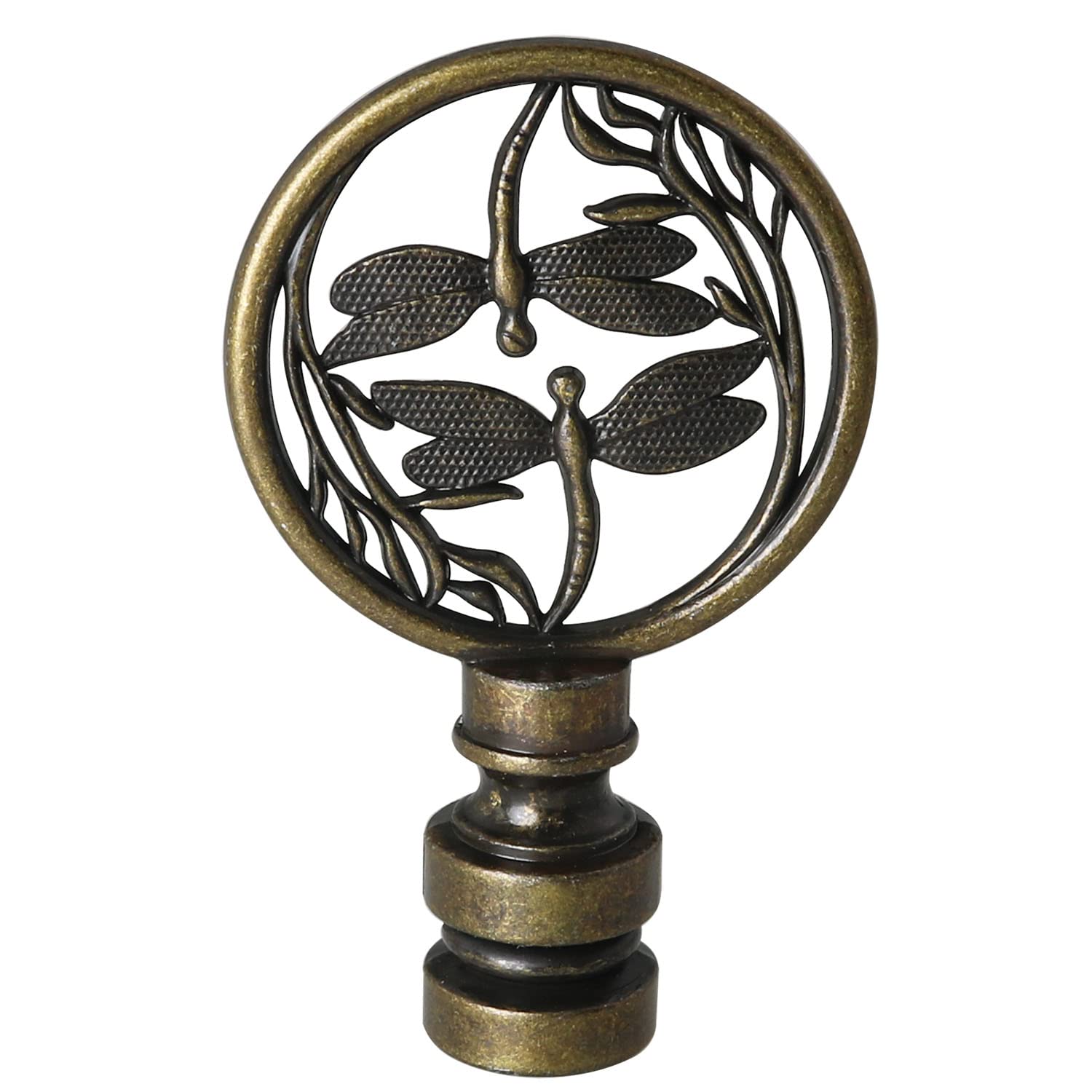 Double Dragonflies Lamp Finials 1-3/8 Inches - Decorative Hollow Out Dragonfly Design Lamp Cap Knob for Lamp Shade - Perfect for Bedroom, Living Room & Porch Lighting Decor