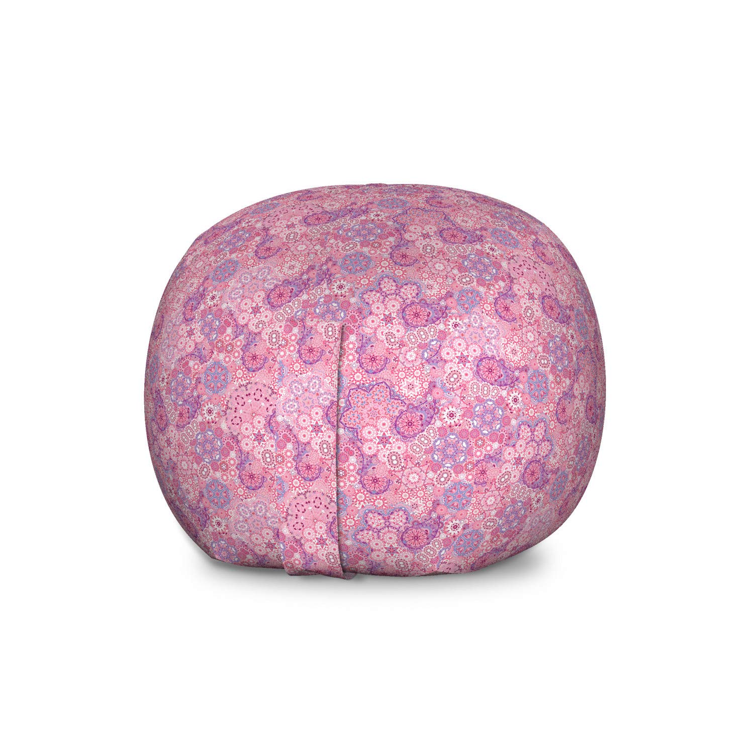 Ambesonne Large Washable Toy Storage Bag Chair - Bohemian Paisley Floral Design in Mauve & Rose Pink | Stuffed Animal Organizer for Kids' Room, Playroom & Nursery Decor