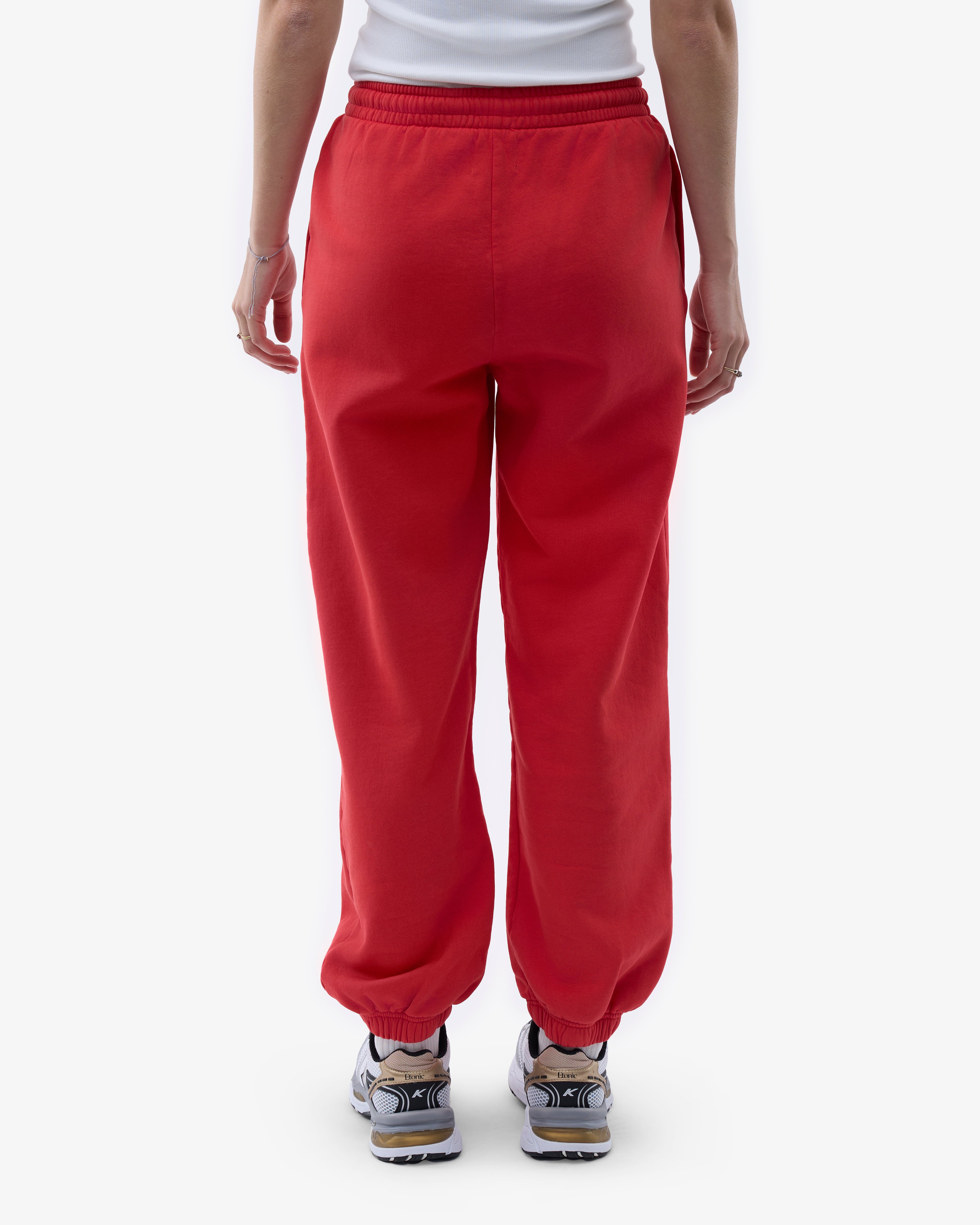 Organic Relaxed Sweatpants for Women - Soft Cotton Joggers in Red Tangerine Color - Perfect for Yoga, Lounge & Casual Wear