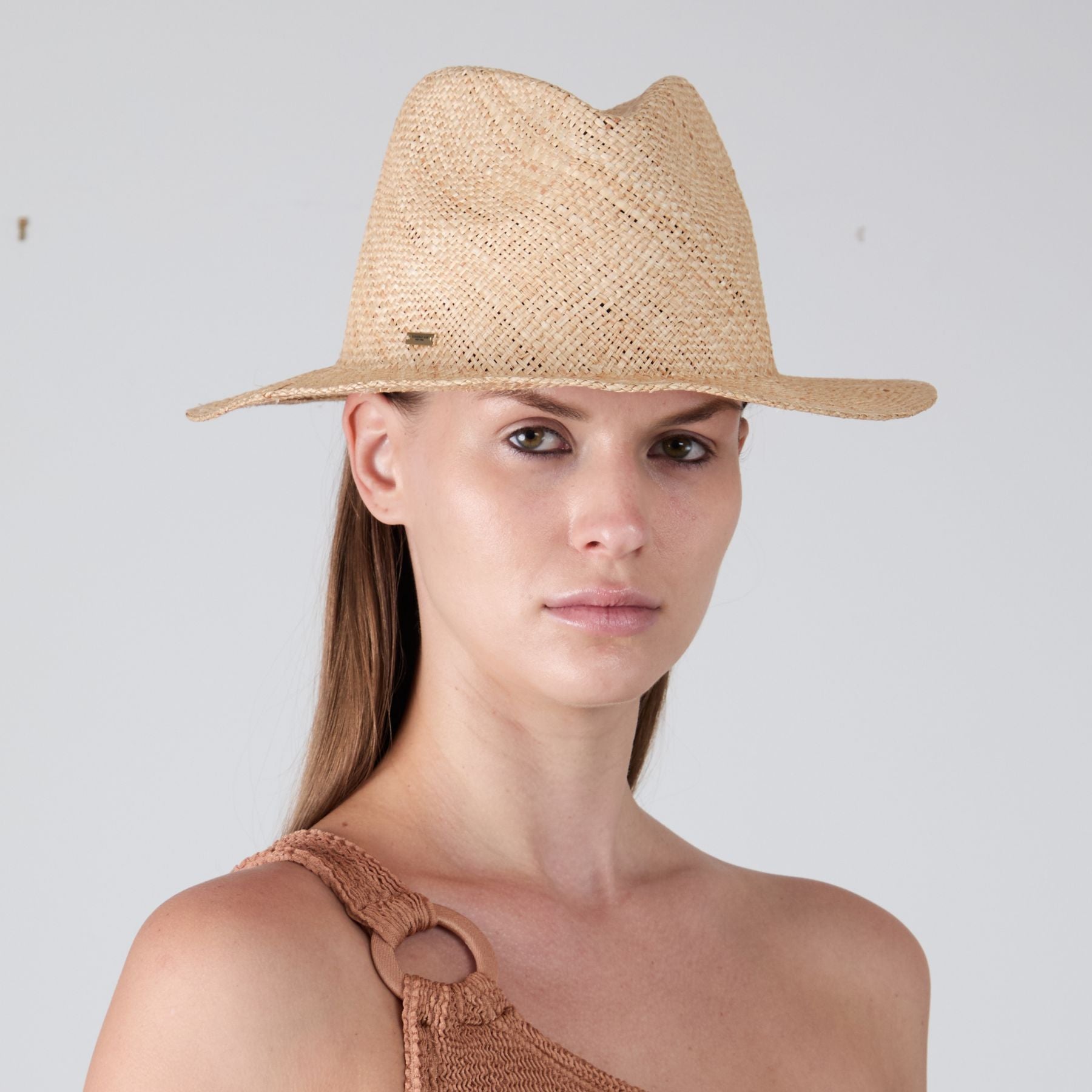 Lillian Natural Bao Fedora Hat for Women - Stylish Wide Brim Sun Hat for Outdoor, Beach, and Summer Fashion