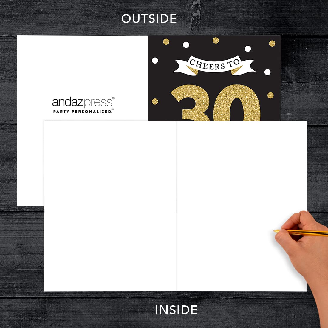 Andaz Press Jumbo Happy Birthday Card with Envelope - Cheers to 30th Birthday Greeting Card for Her, Him, Son, Daughter, Coworker, Friend | 8.5